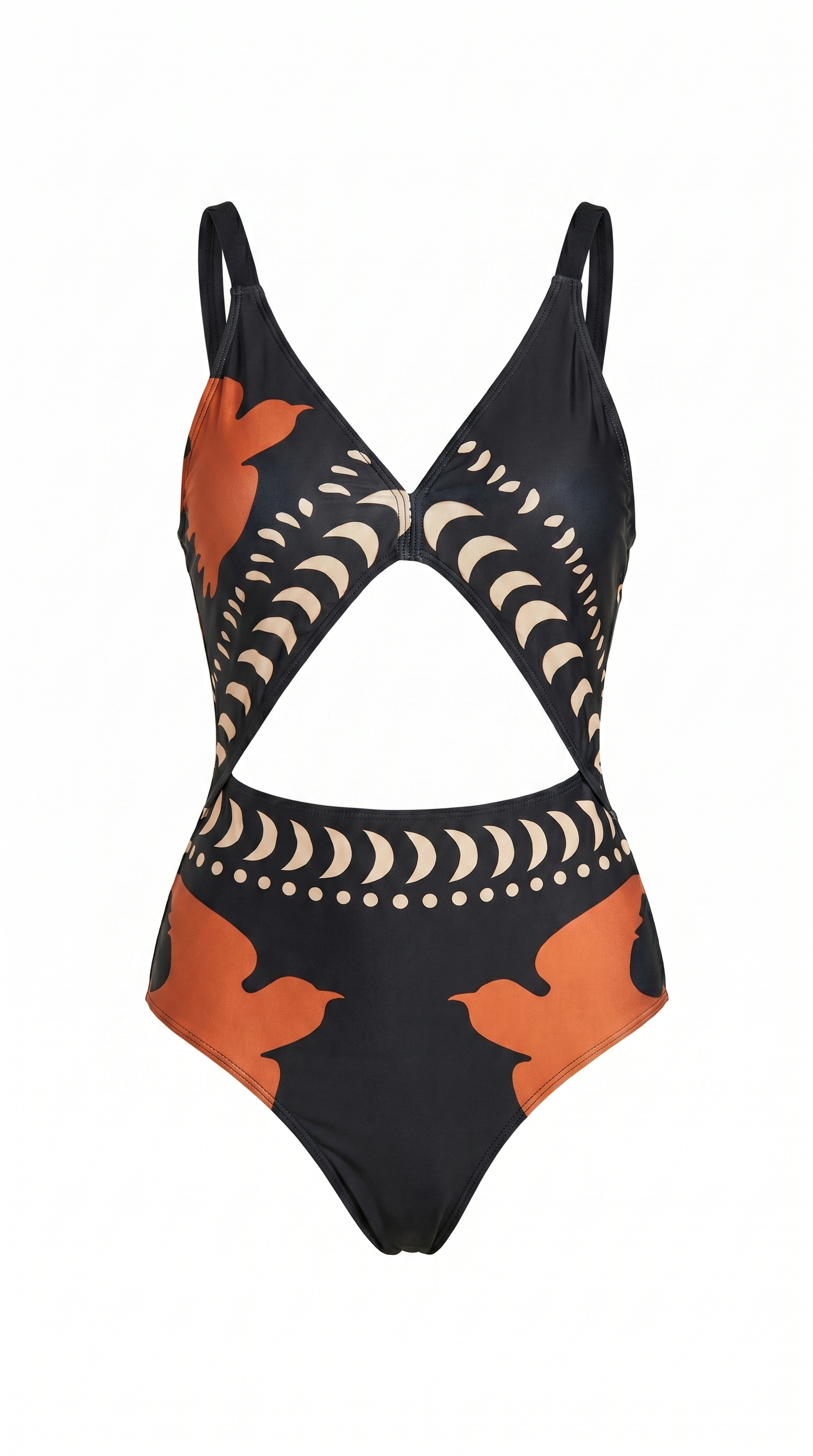 Tropical Bird Print Cutout One-Piece Swimsuit