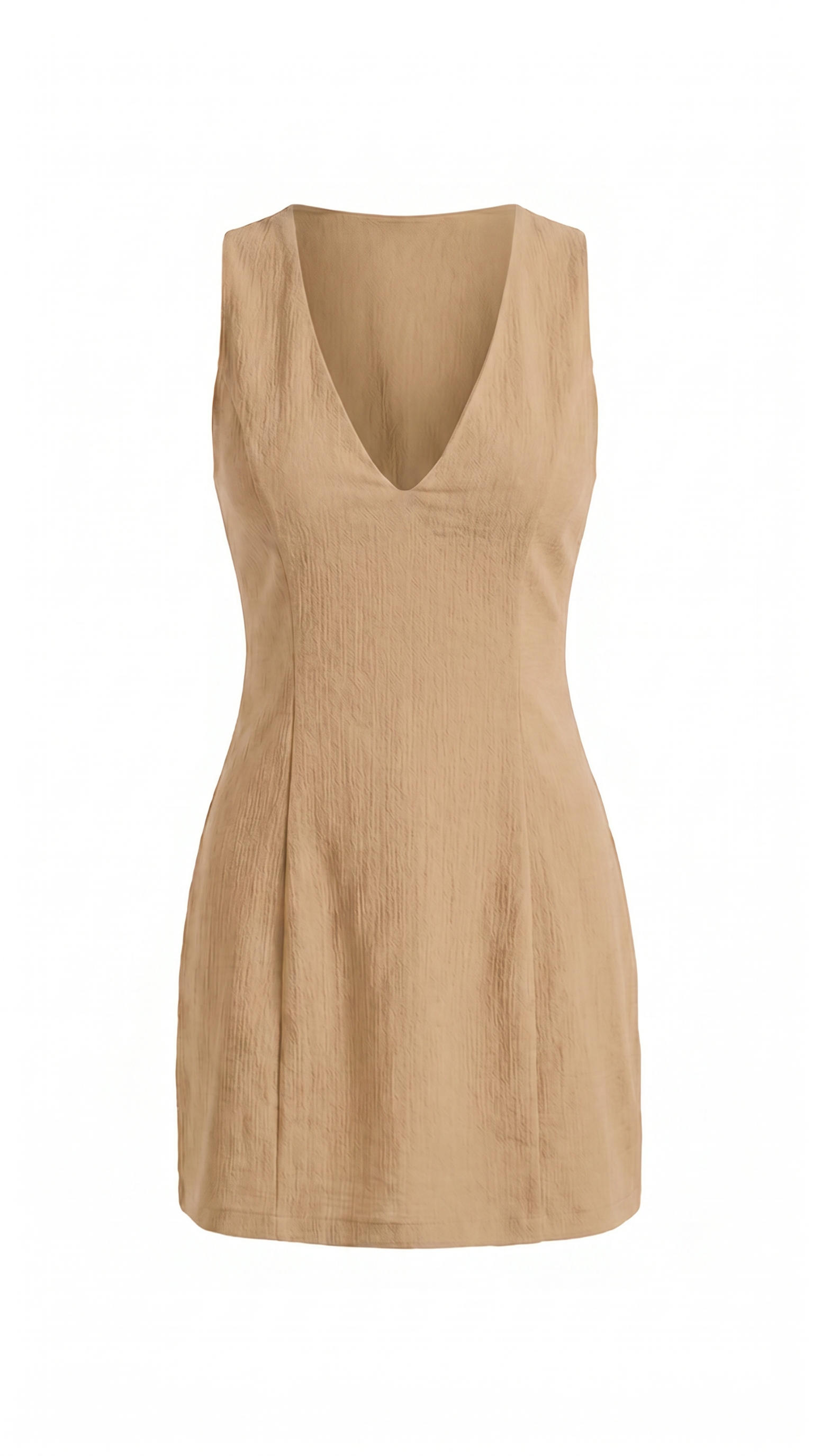 Linen Blend V-Neck Mini Shift Dress