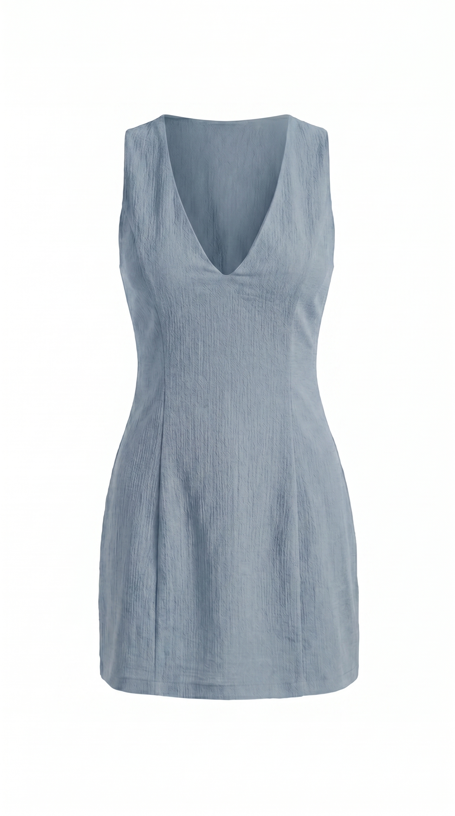 Linen Blend V-Neck Mini Shift Dress