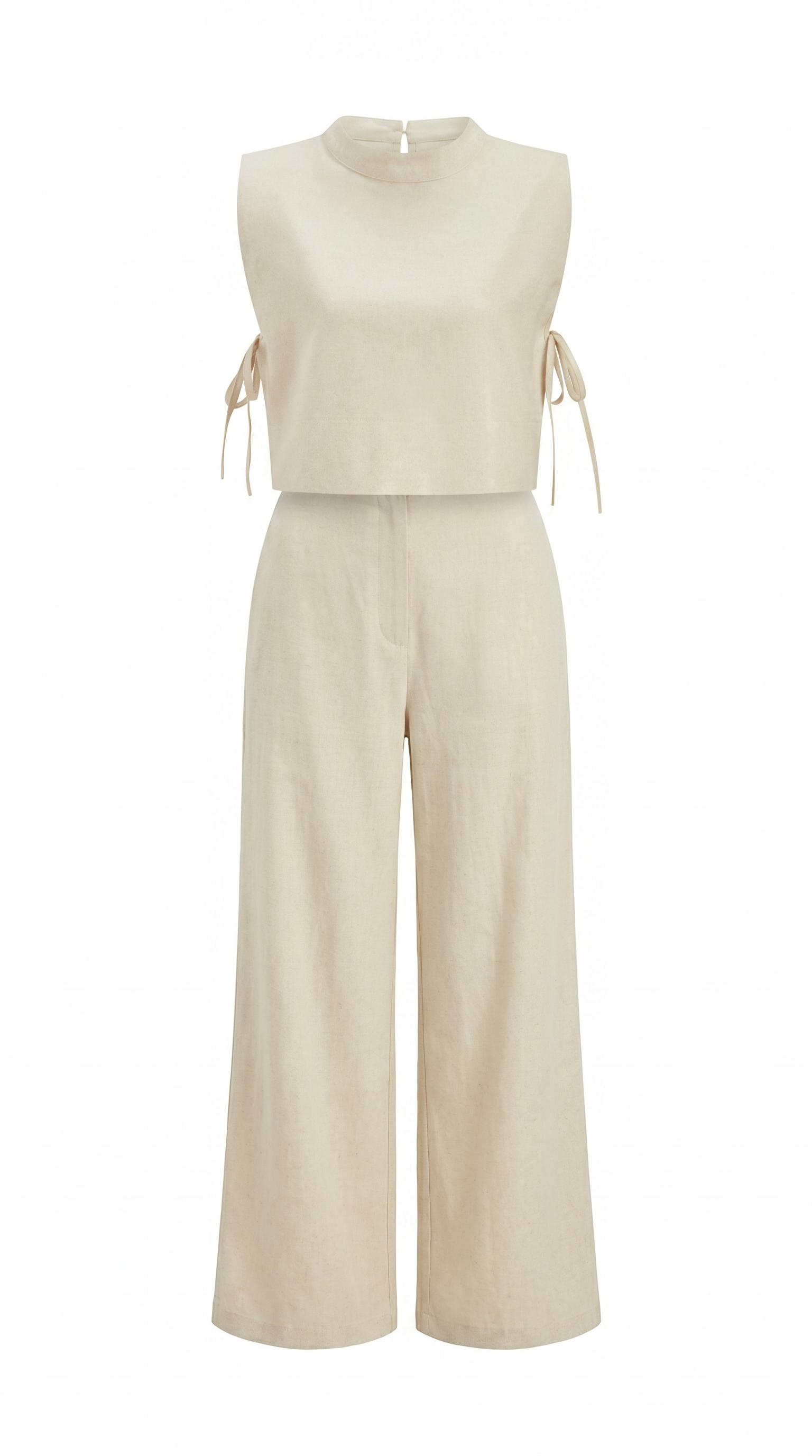 Relaxed Linen Blend Wide-Leg Trousers