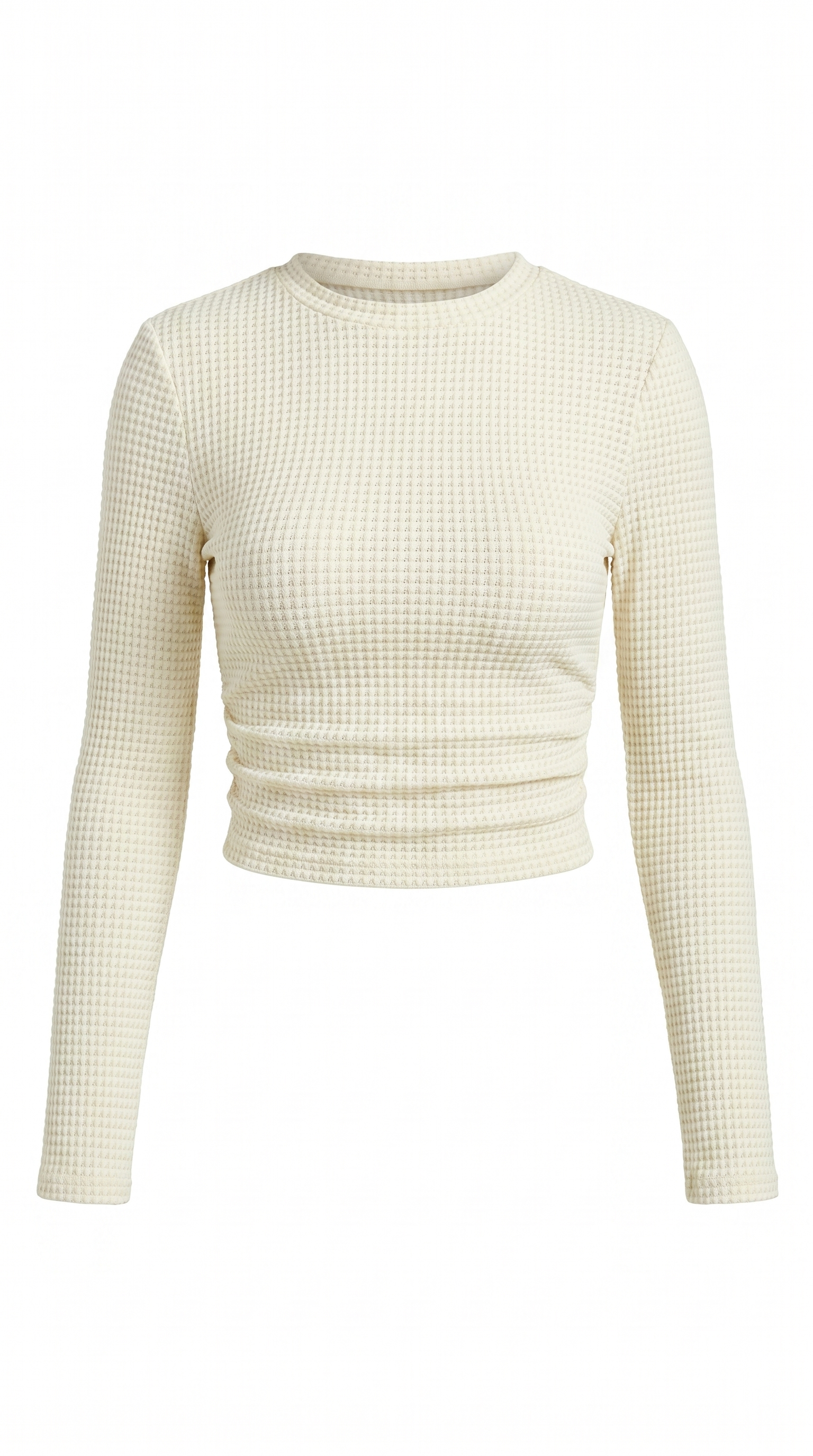 Waffle Knit Slim Fit Crew Neck Top