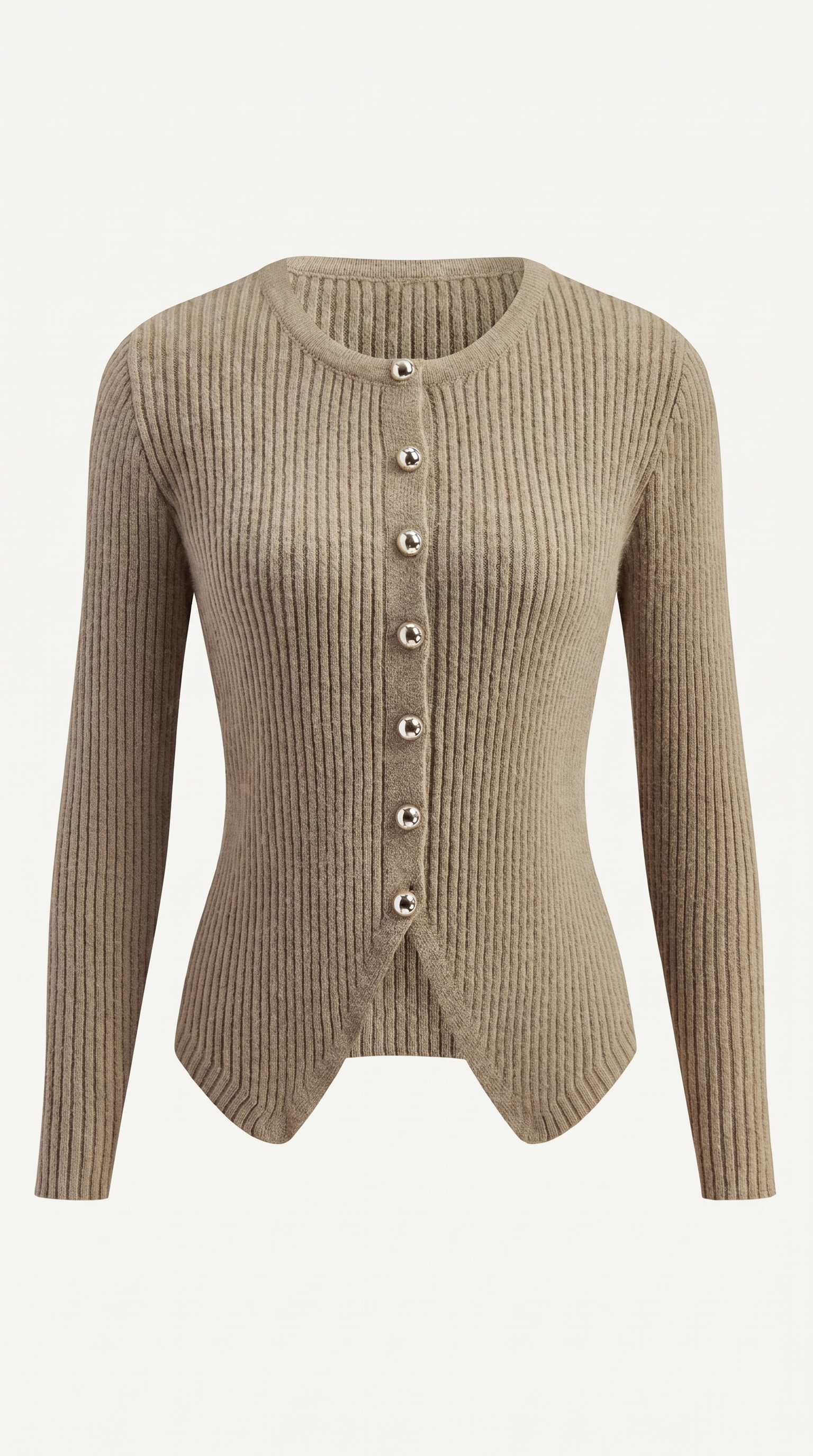 Side-Slit Button Knit Cardigan