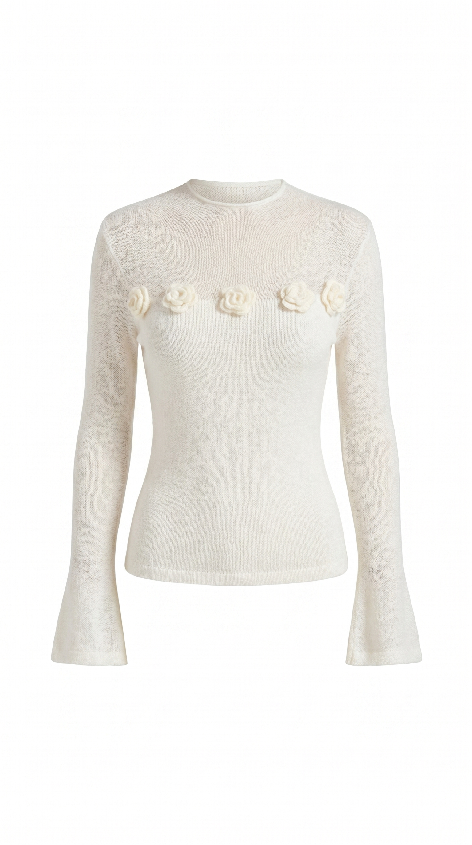 Floral Appliqué Sheer Knit Top