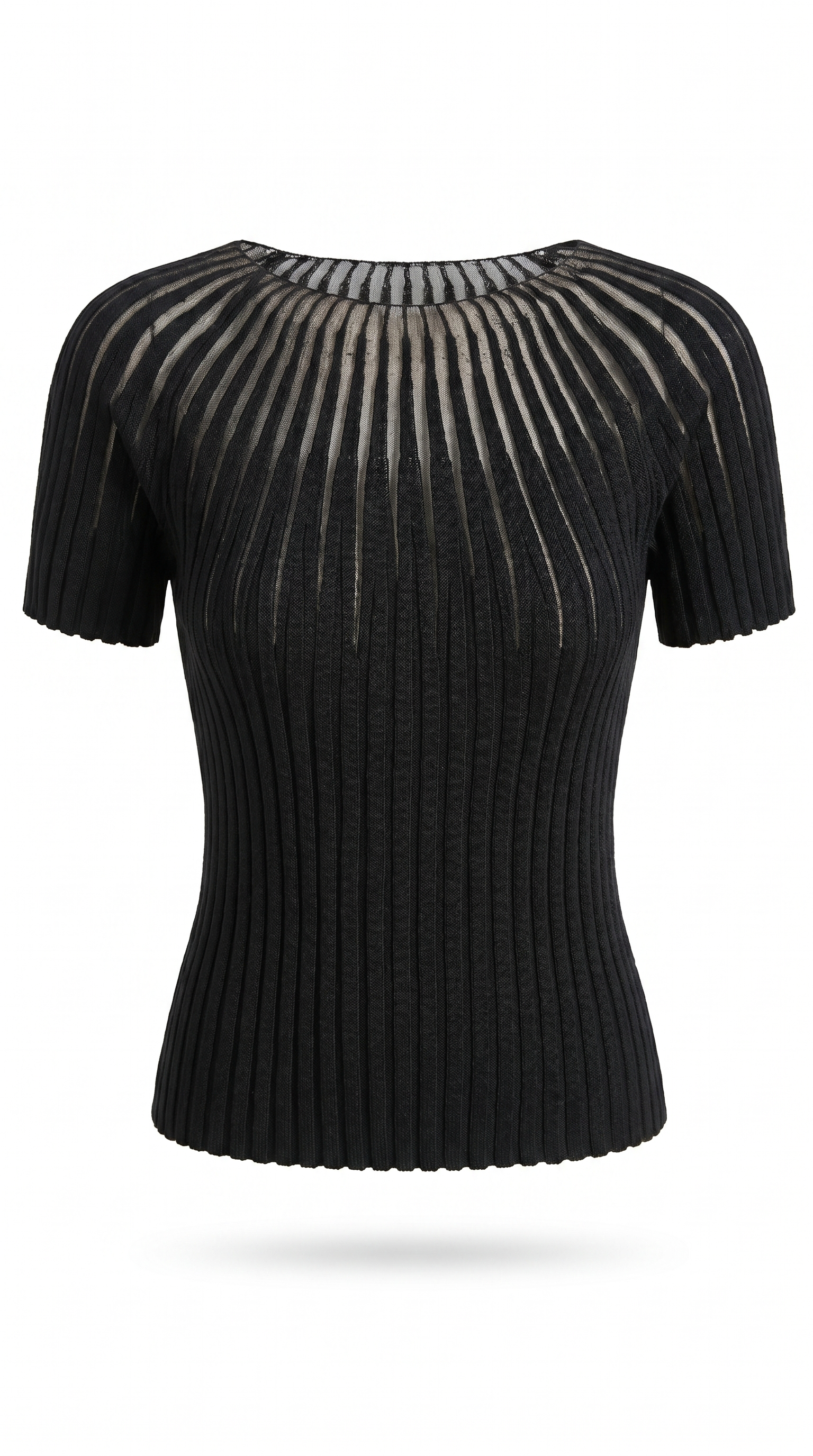 Semi-Sheer Short Sleeve Knit Top