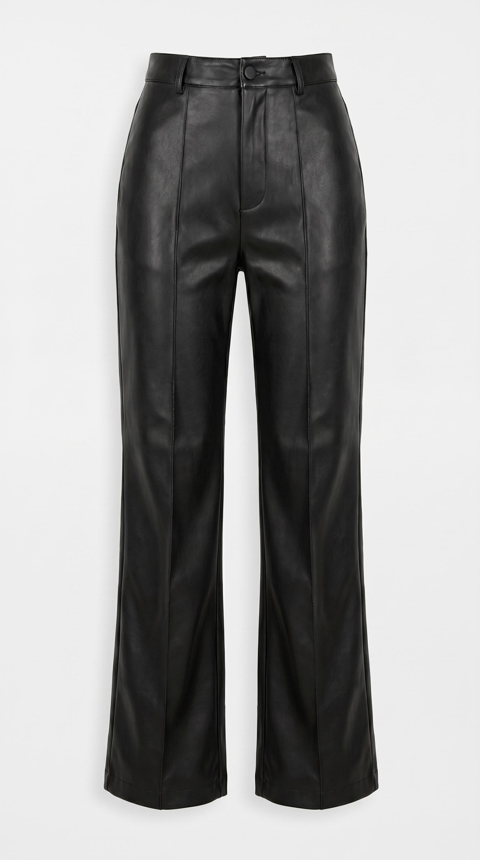 High-Waist Faux Leather Regular Fit Trousers