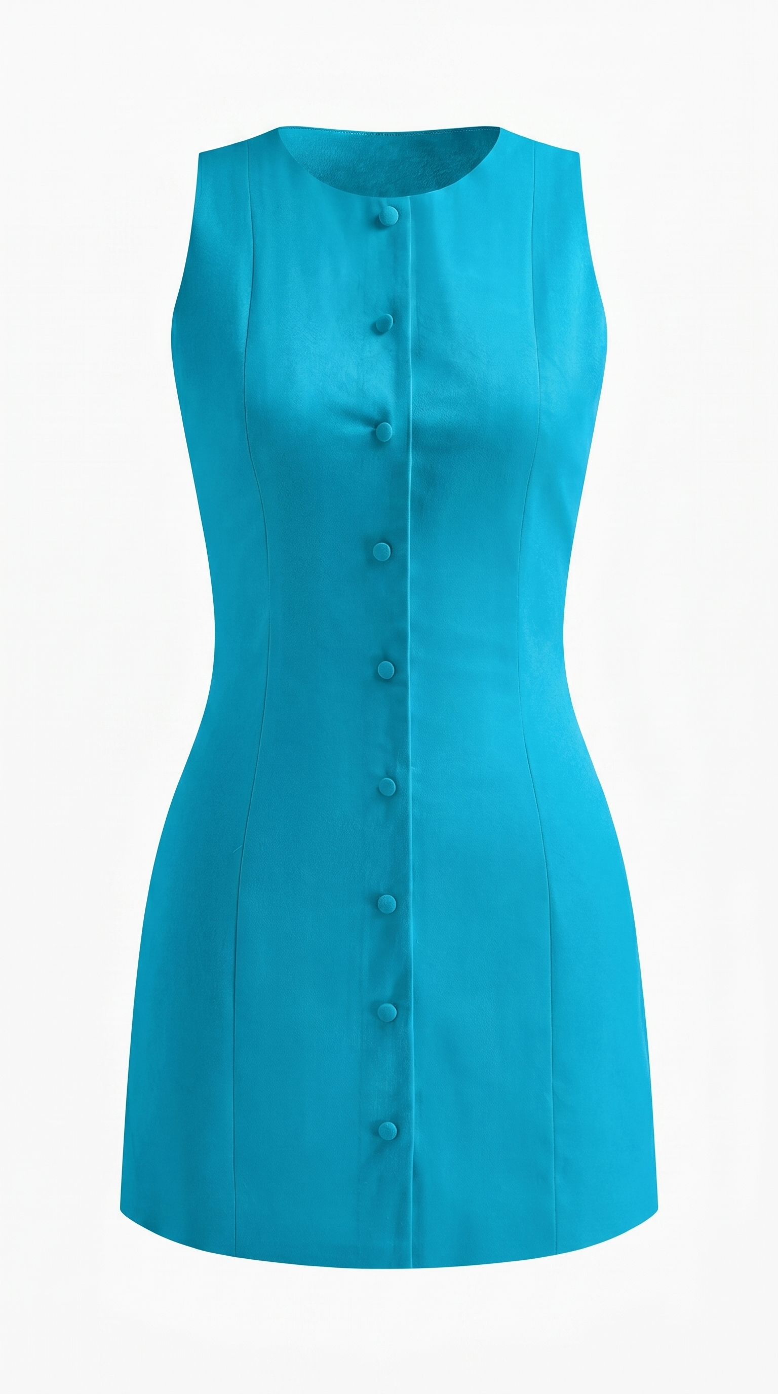 Minimal Button-Front Sleeveless Mini Dress