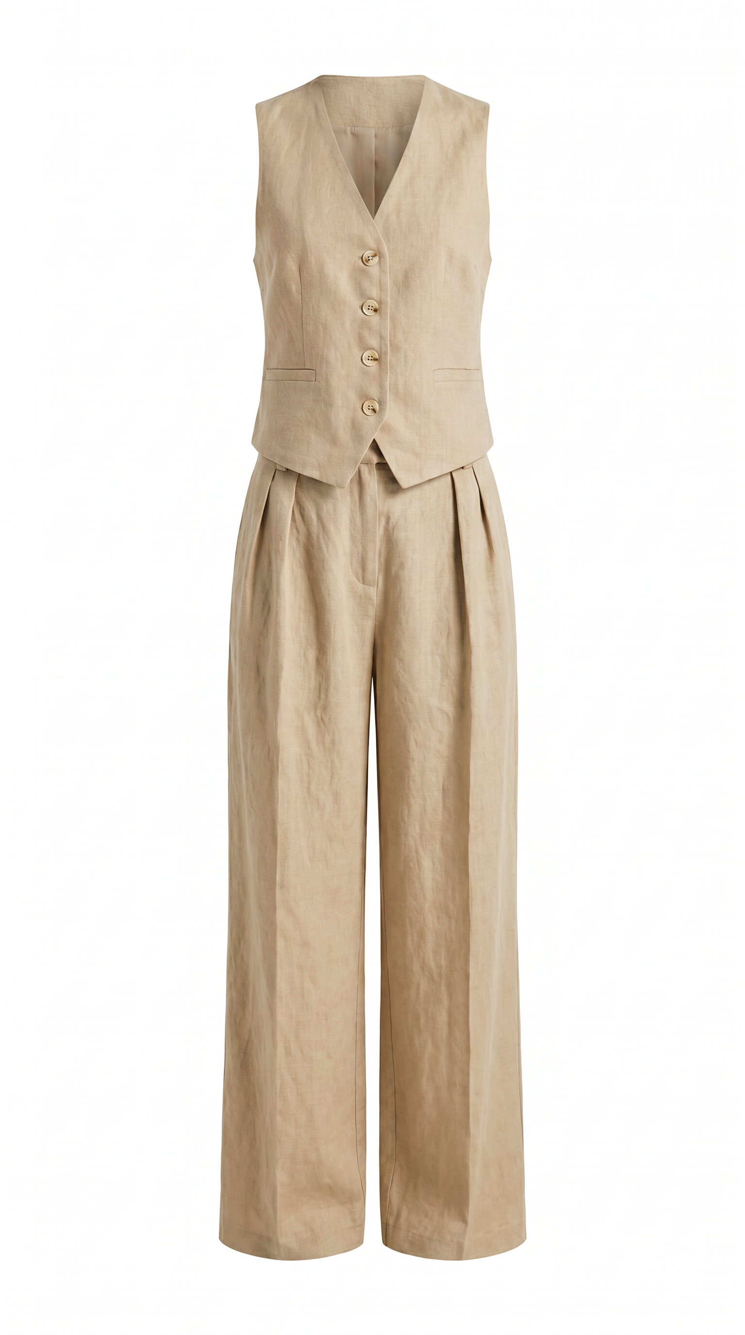 Relaxed Cotton Linen Two-Piece Trouser Set