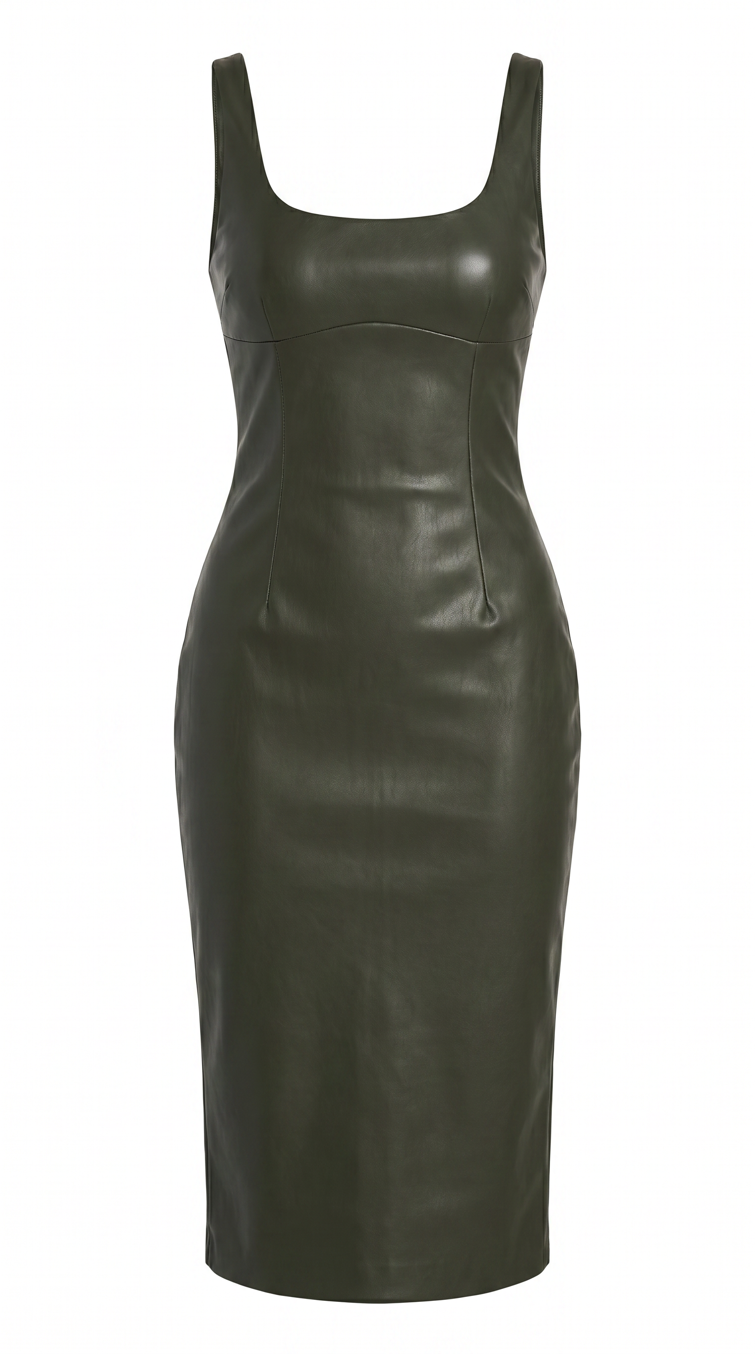 Faux Leather Strappy Skinny Fit Midi Dress