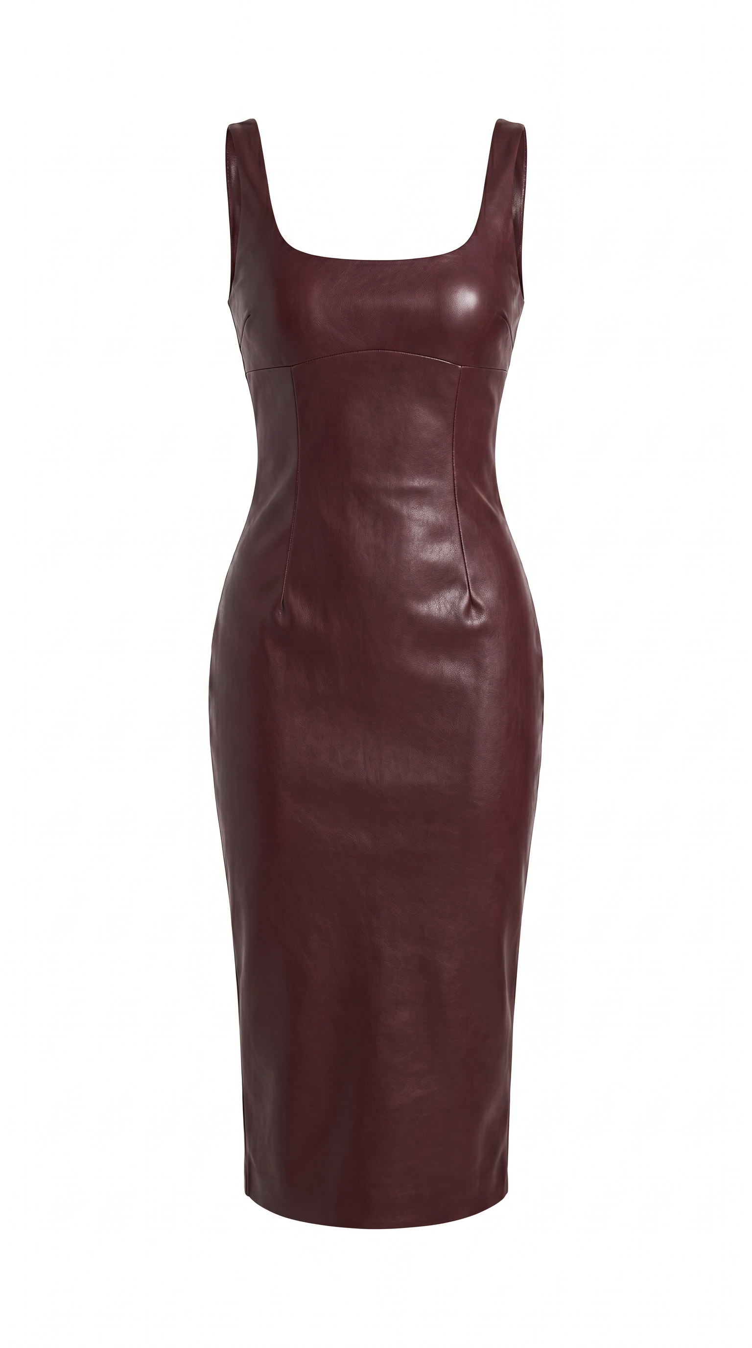 Faux Leather Strappy Skinny Fit Midi Dress