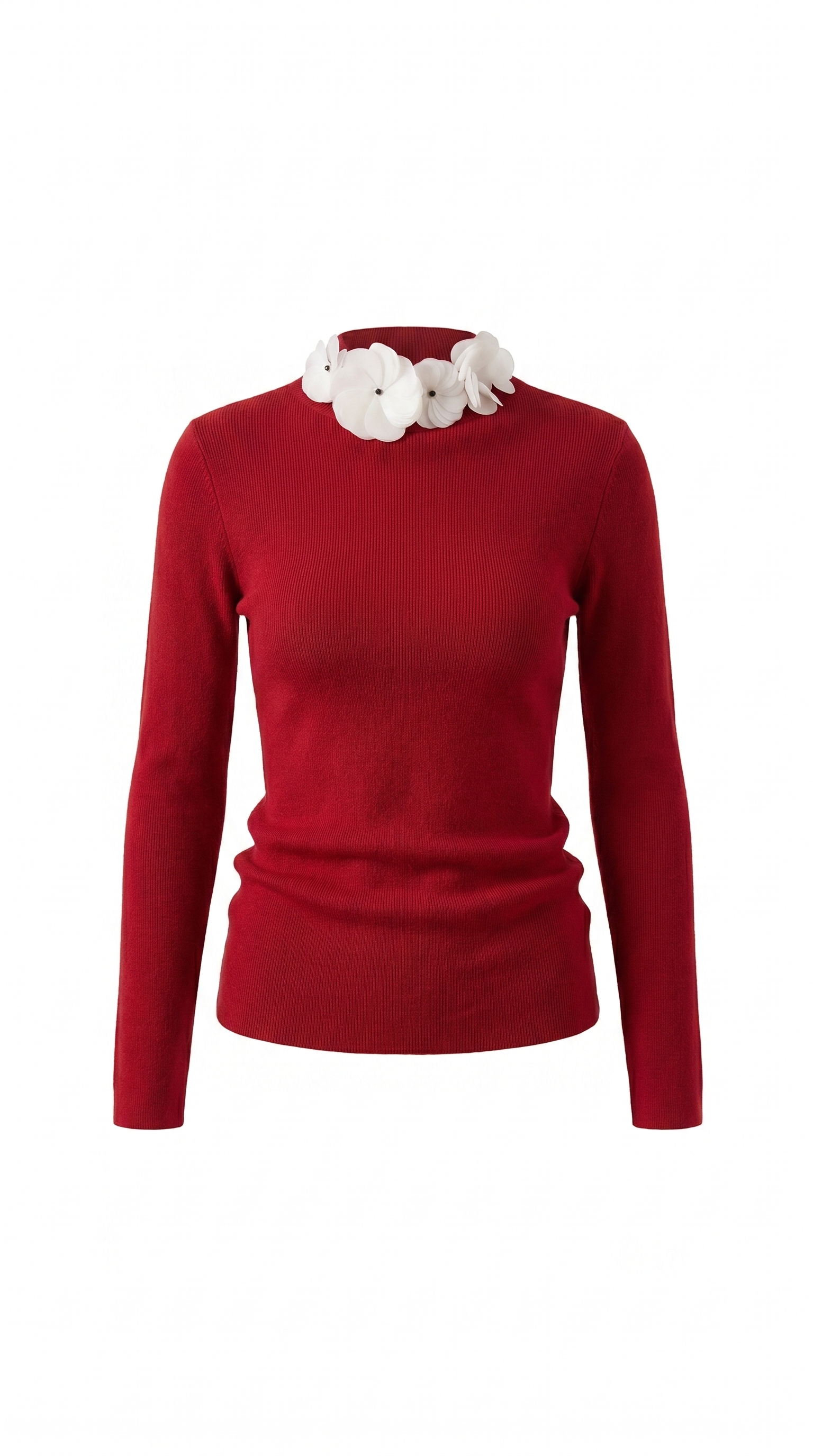 Solid Fitted Long Sleeve Stretch Knit Top