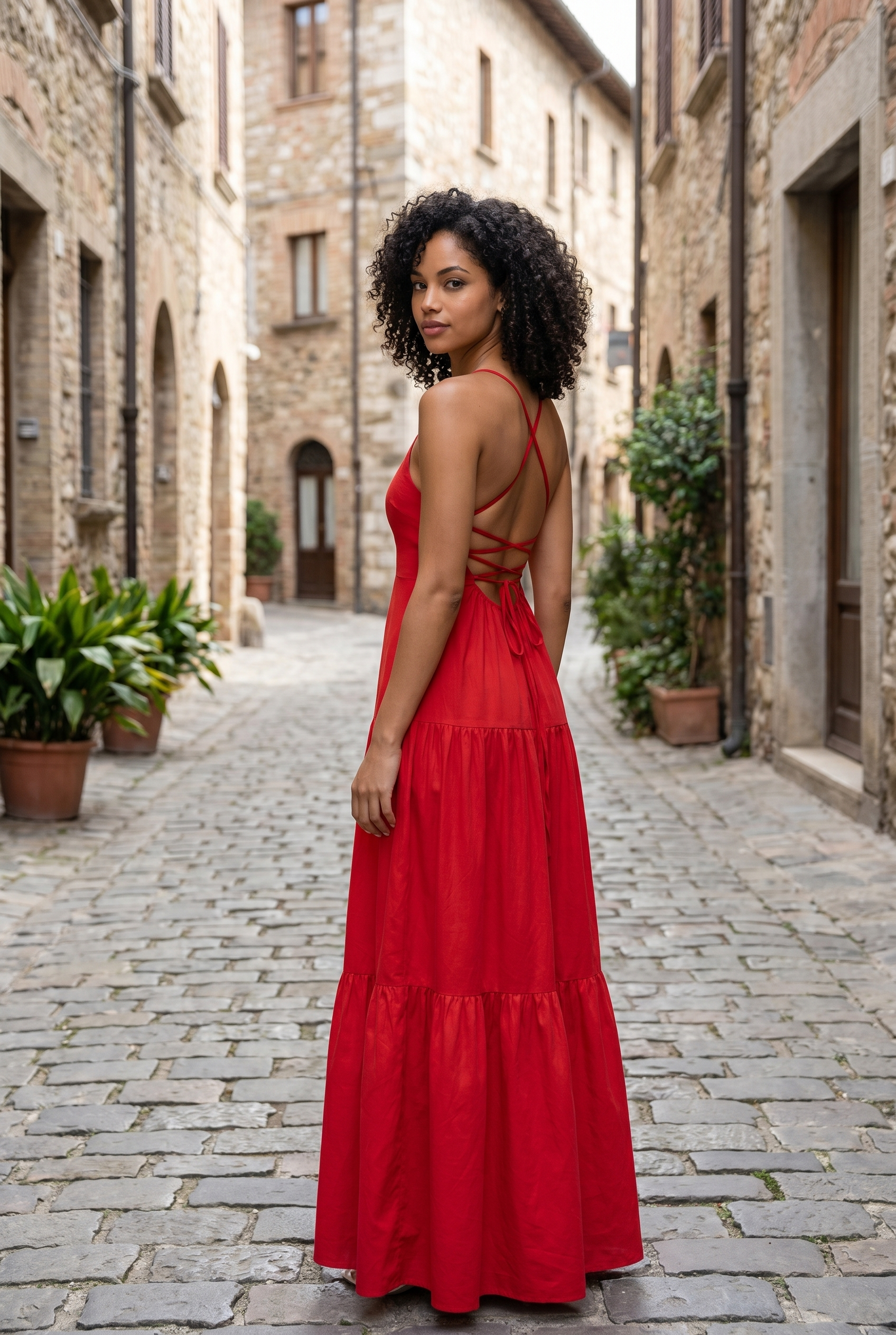 Backless Square-Neck Knit Maxi Dress