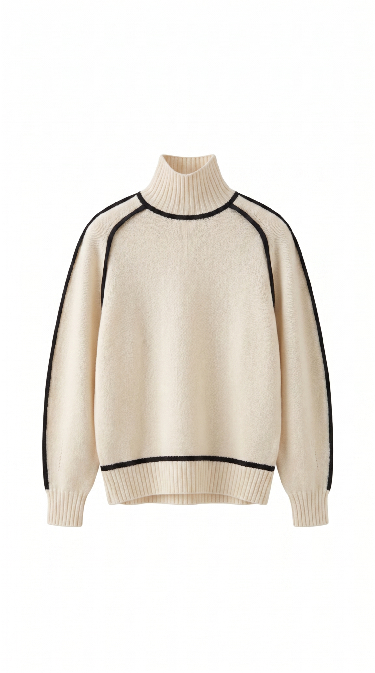 Contrast Seam Relaxed Turtleneck Sweater