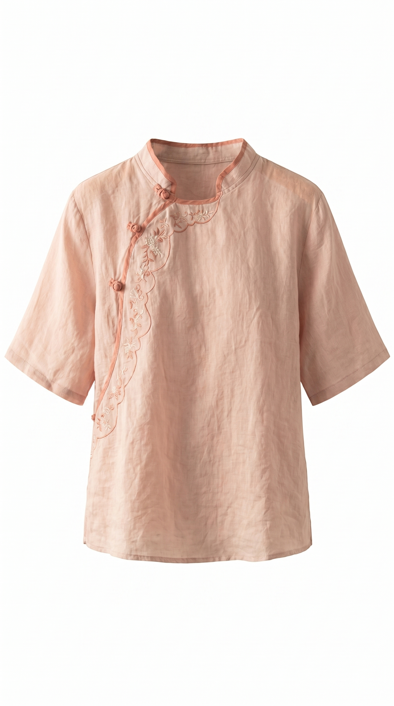 Cropped Cotton-Linen Patch Detail Shirt