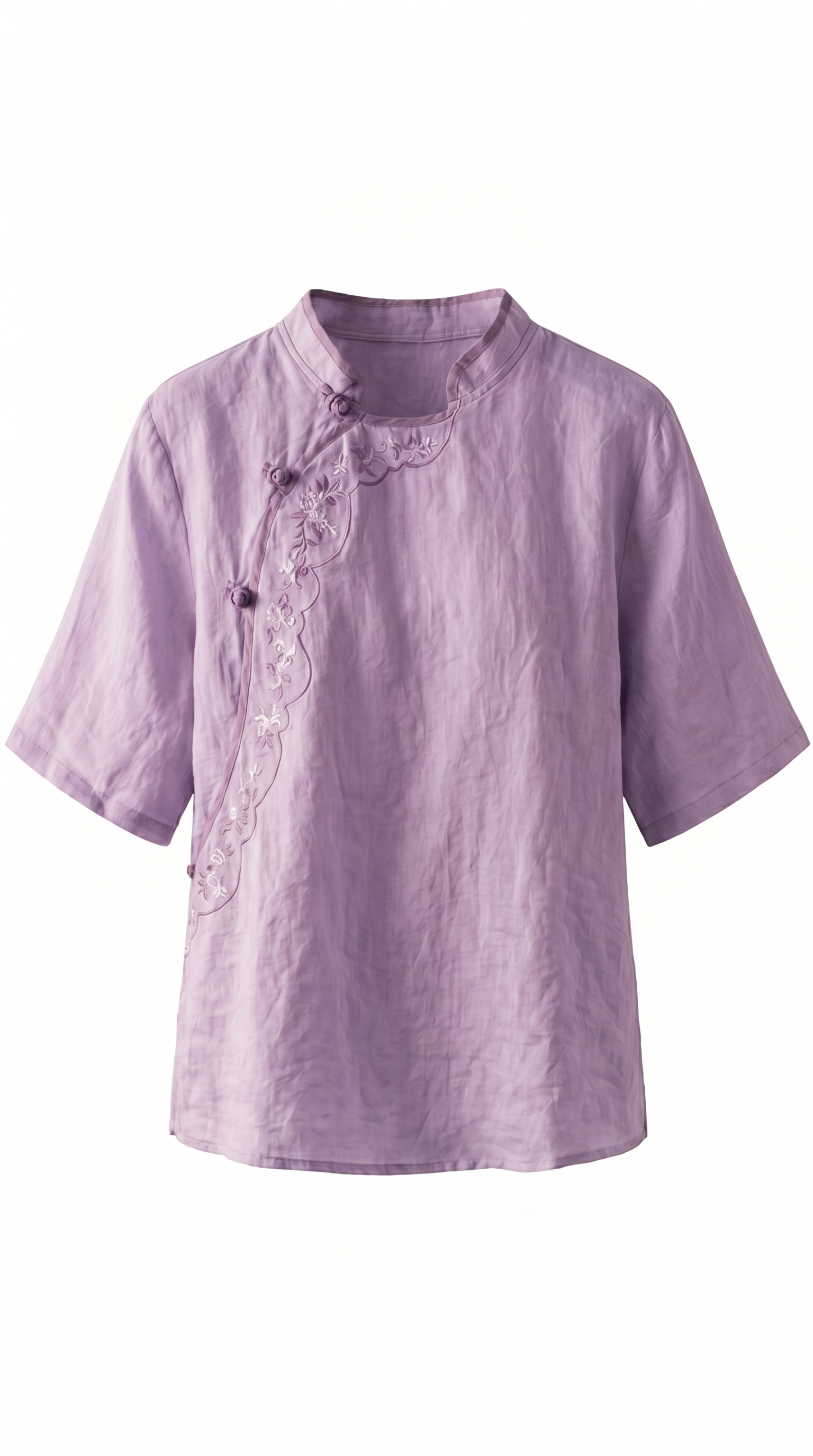 Cropped Cotton-Linen Patch Detail Shirt