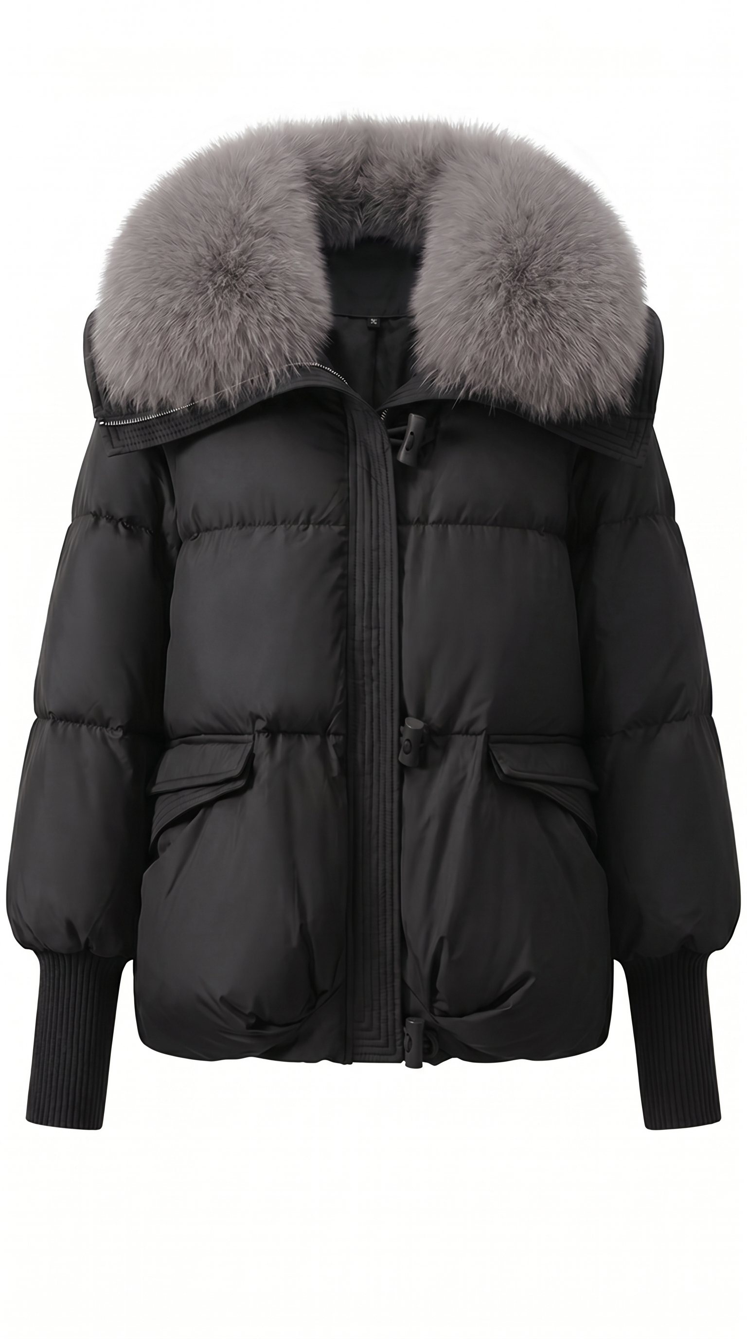 Oversized Faux Fur Collar Insulated Winter Parka Coat