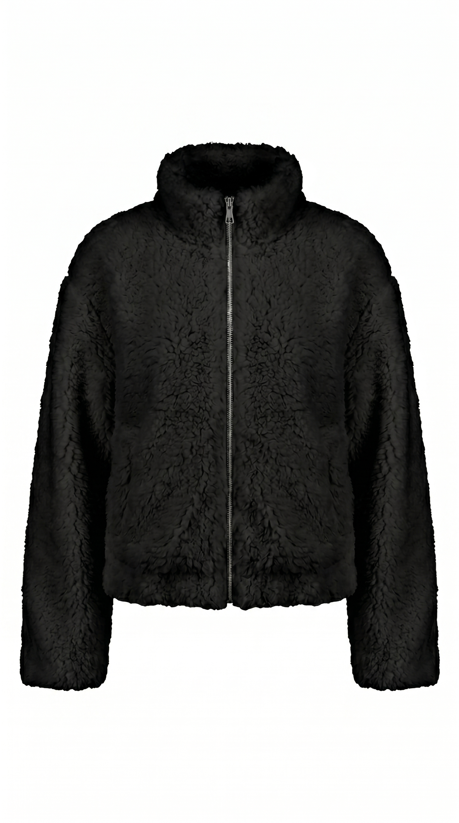 Cropped High-Pile Sherpa Zip Jacket