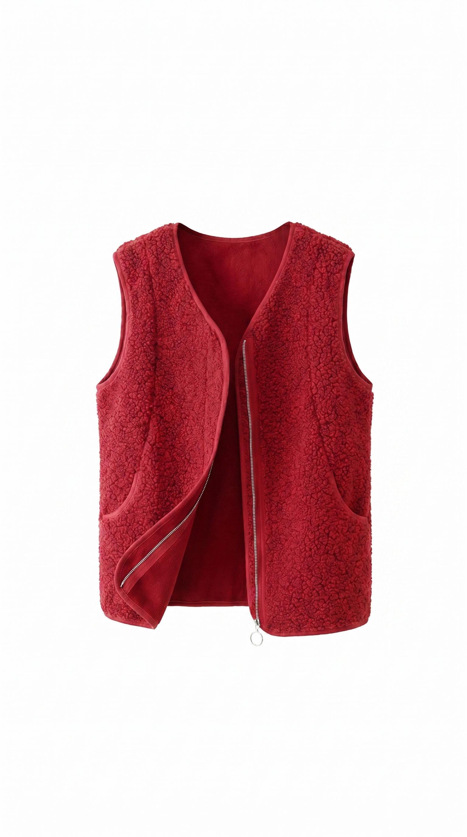 Soft Wool Zip-Front Utility Vest with Pockets