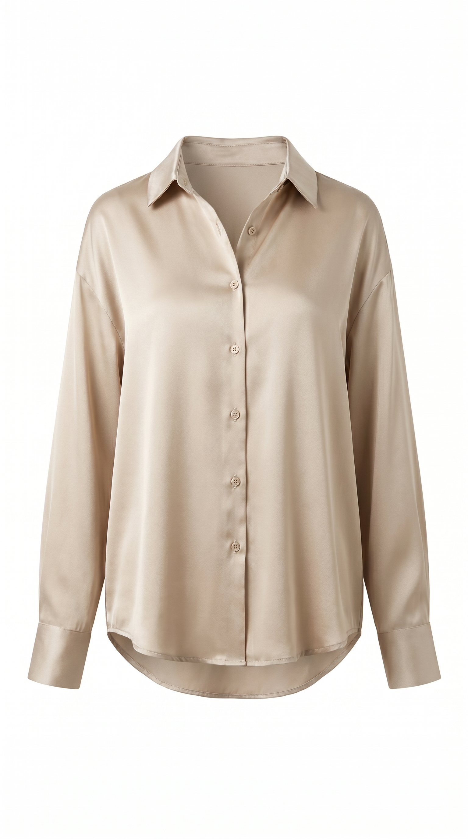 Lustrous Satin Button-Up Blouse
