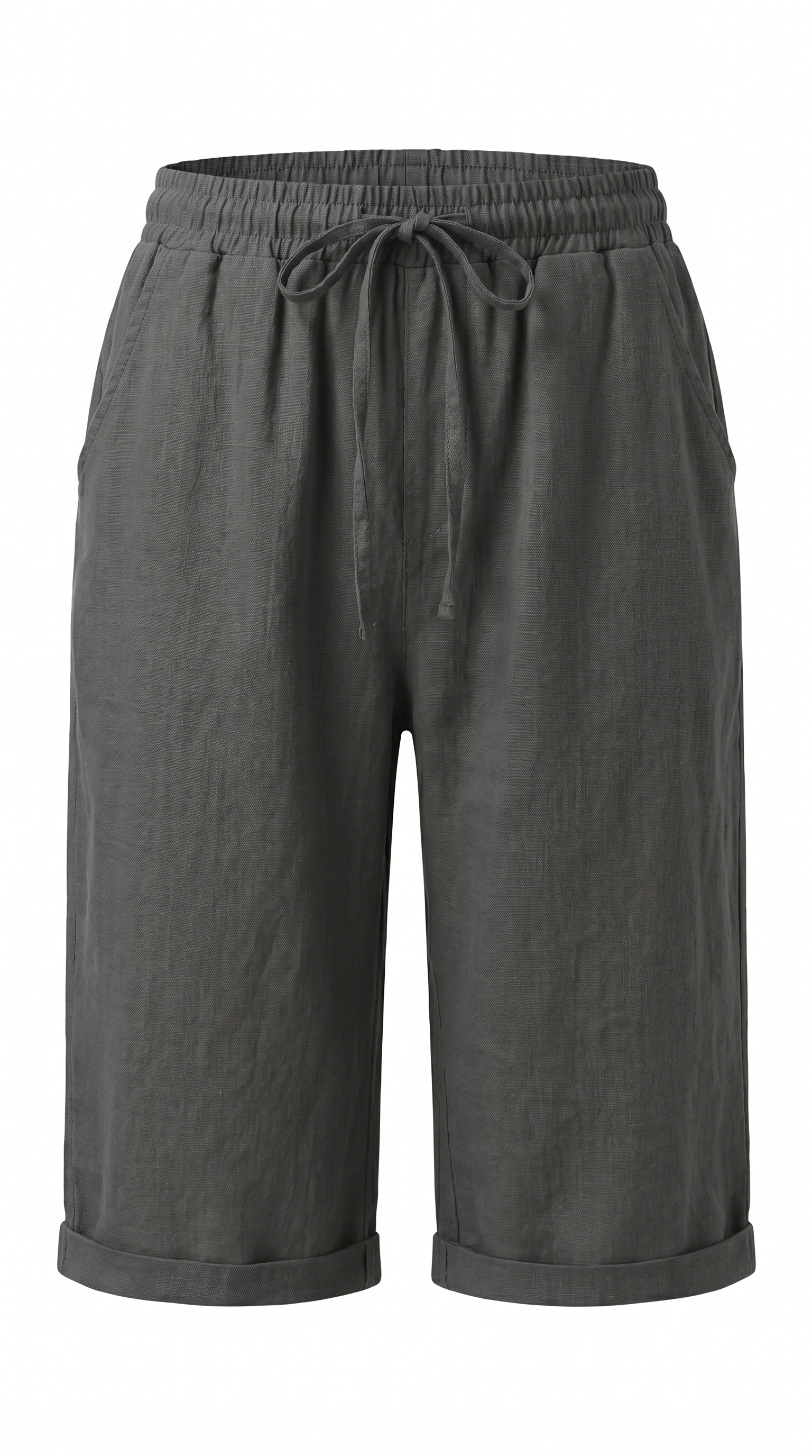 Lightweight Relaxed Capri Trousers with Drawstring Waist