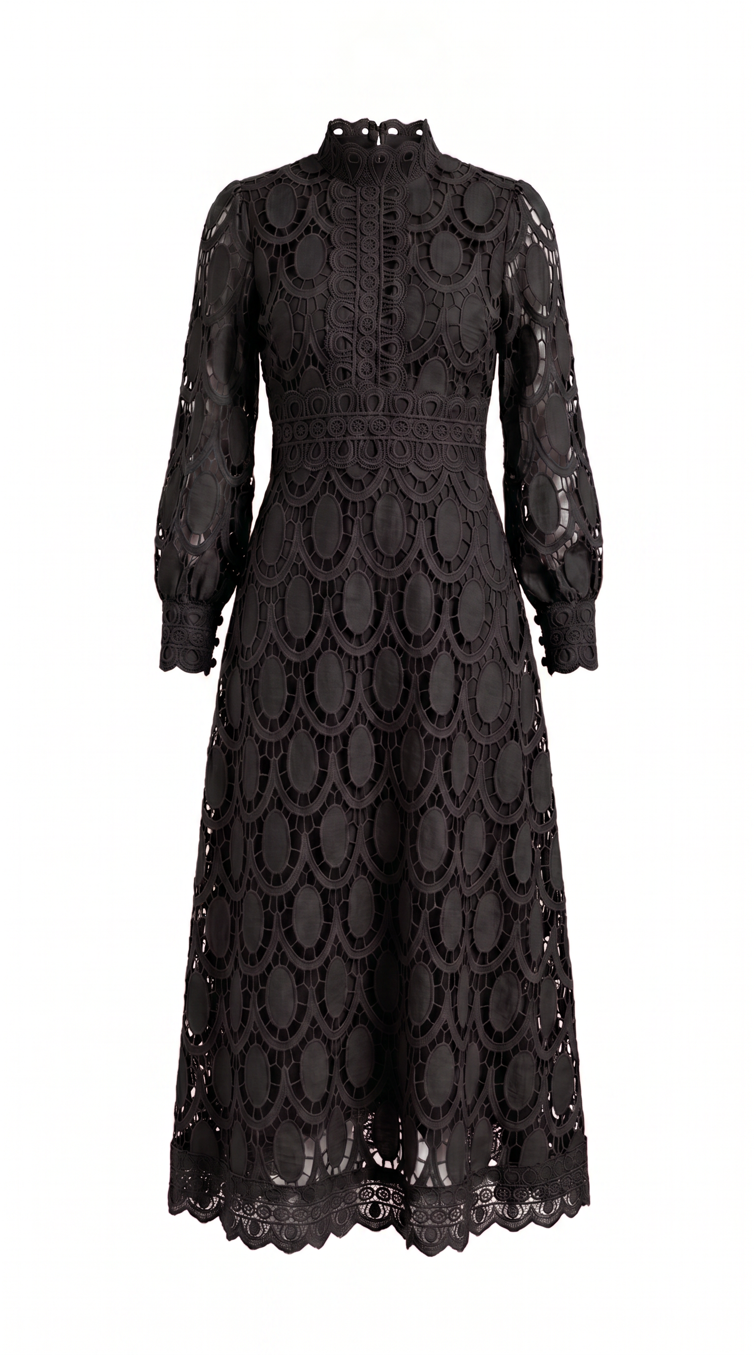 Elegant Lace Detail Midi Occasion Dress