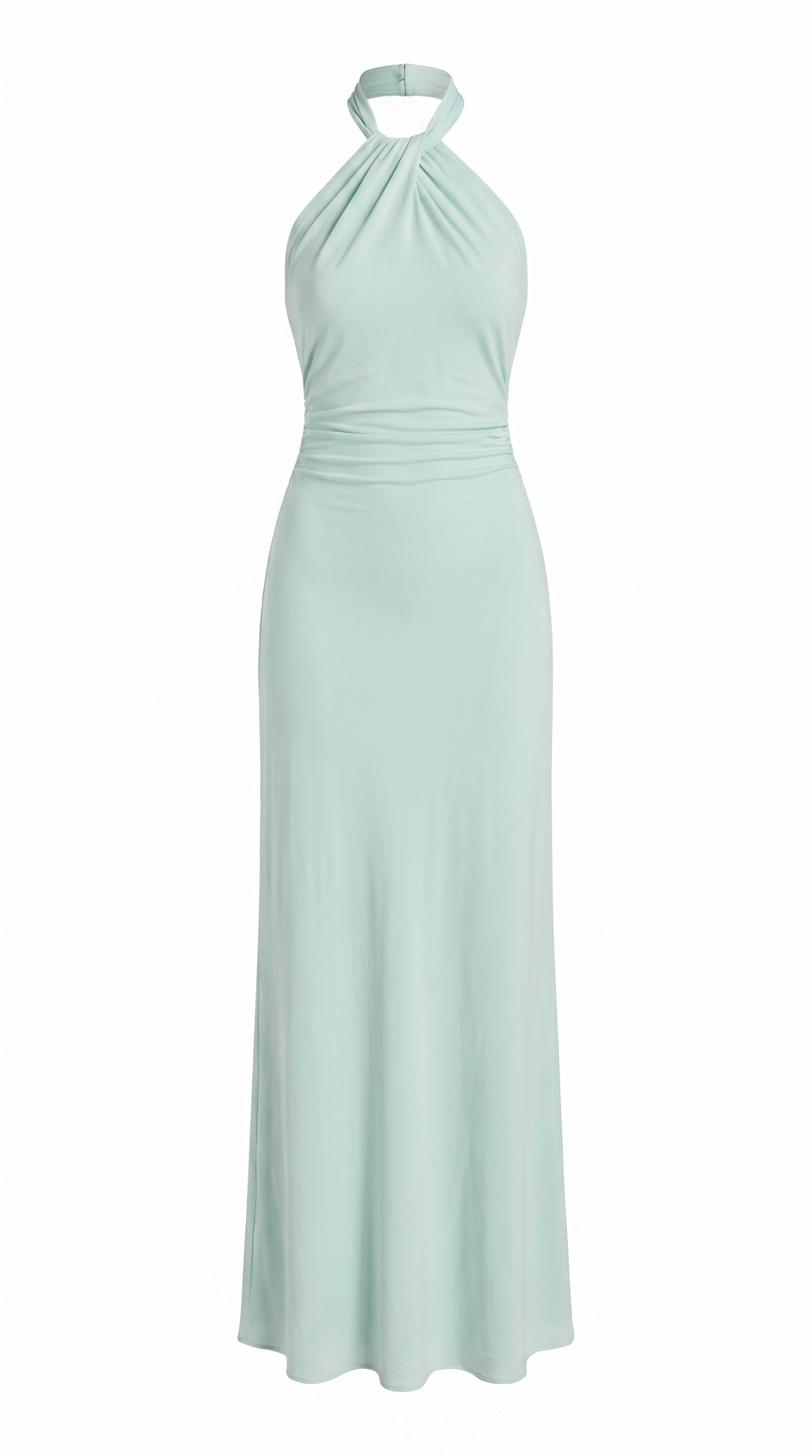 Ruched Open-Back Halter Maxi Dress