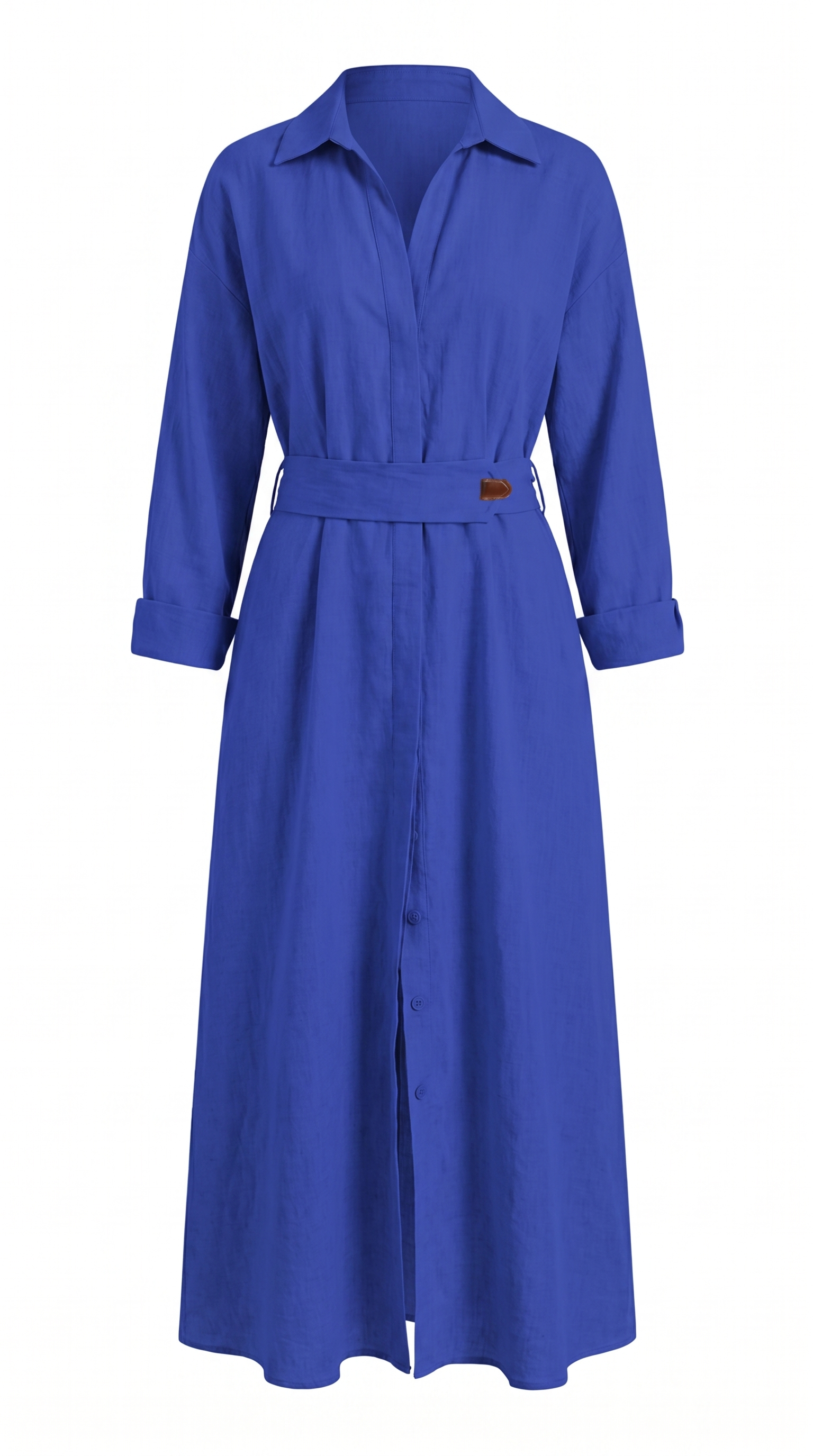 Pleated Lapel Waist-Tie Maxi Dress