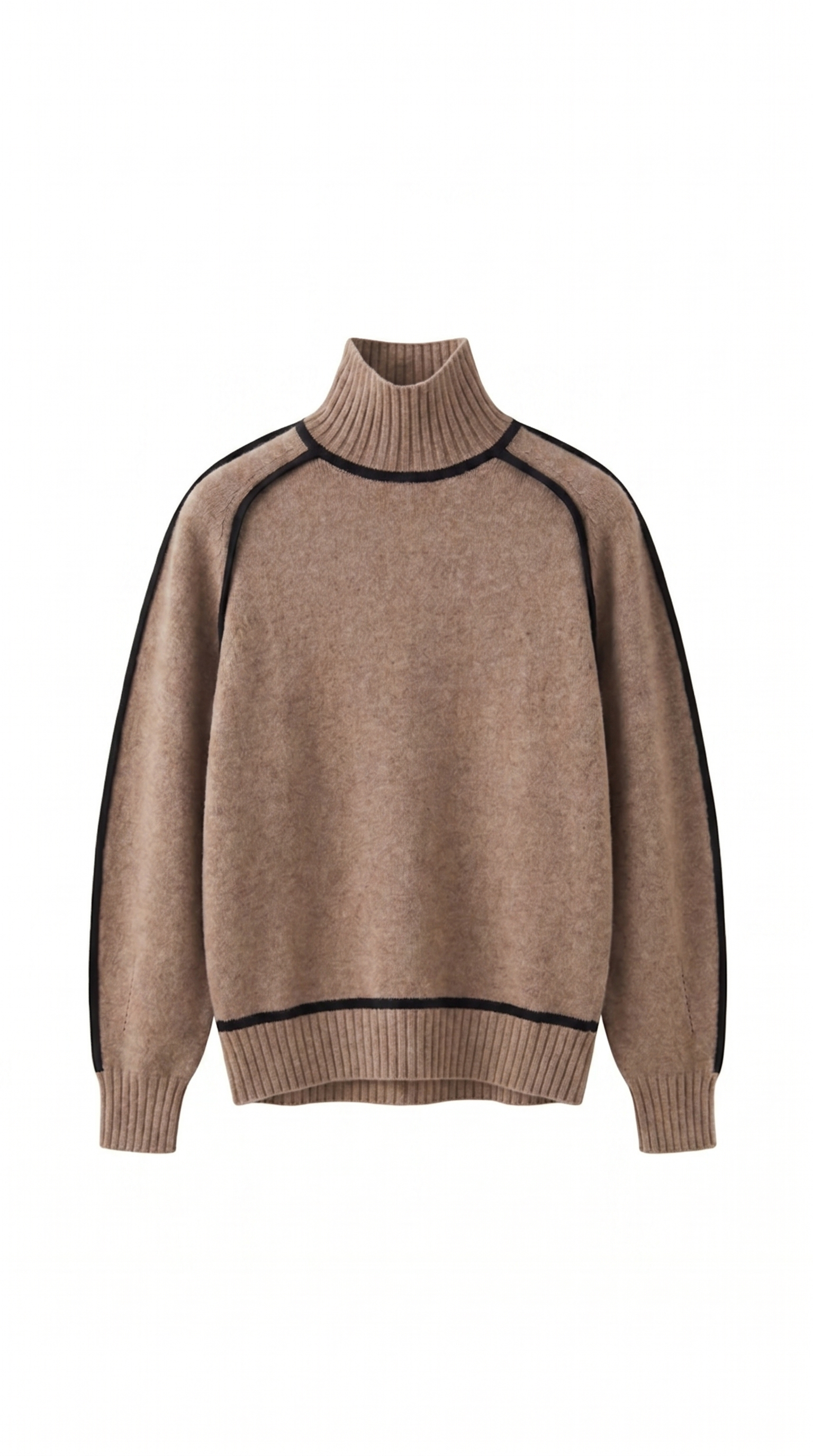 Contrast Seam Relaxed Turtleneck Sweater