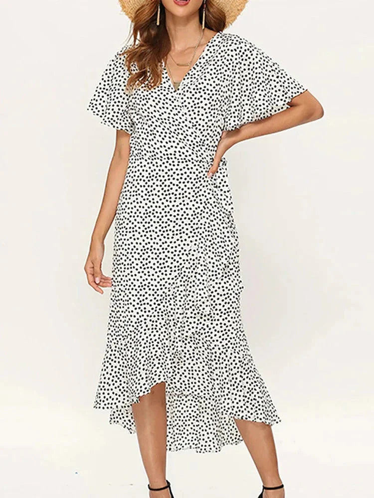 Floral Tie-Neck Relaxed Maxi Dress