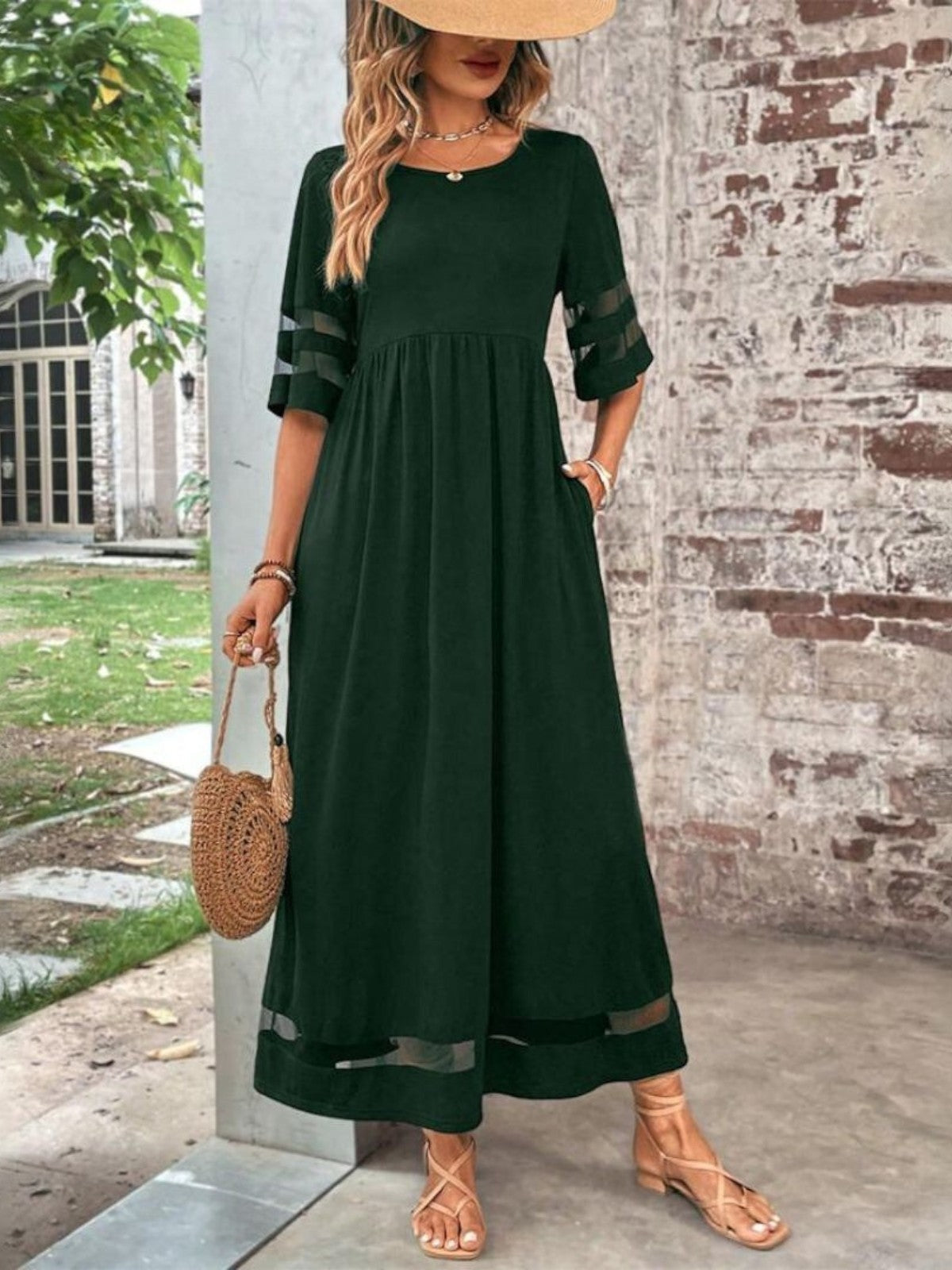 Flowing Tummy-Smoothing Midi Dress