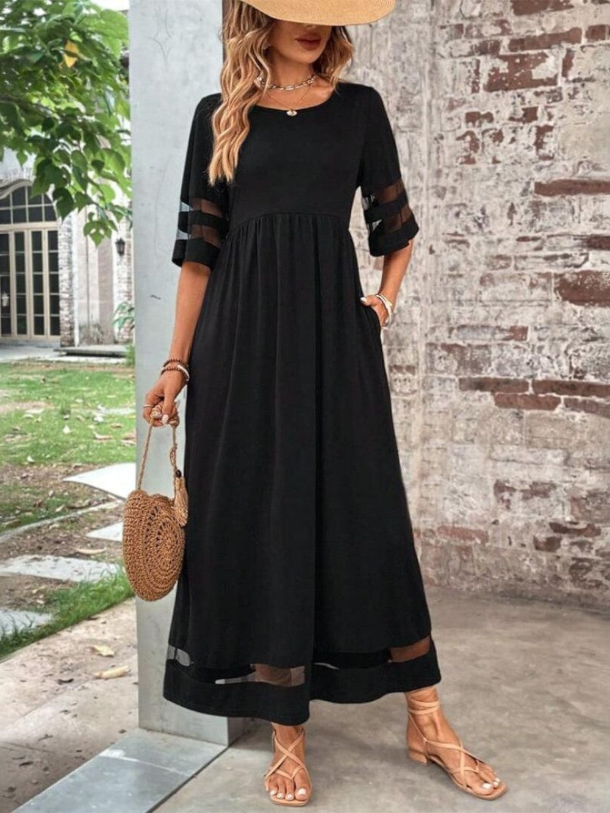 Flowing Tummy-Smoothing Midi Dress