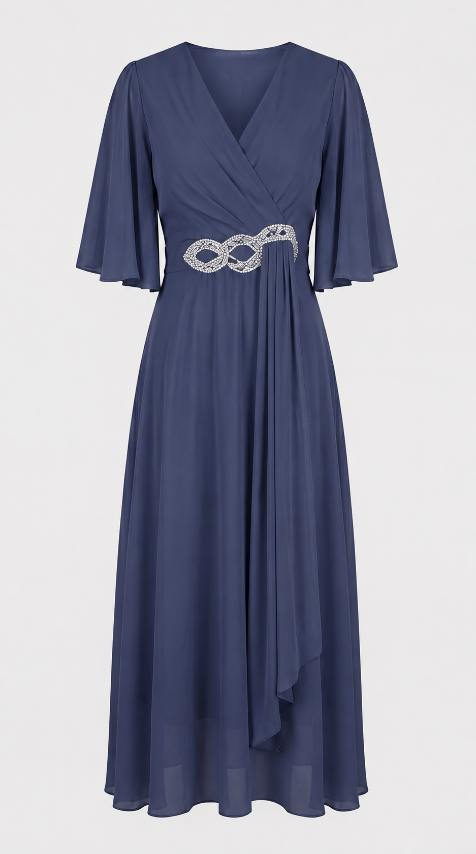 Elegant Draped V-Neck Maxi Dress
