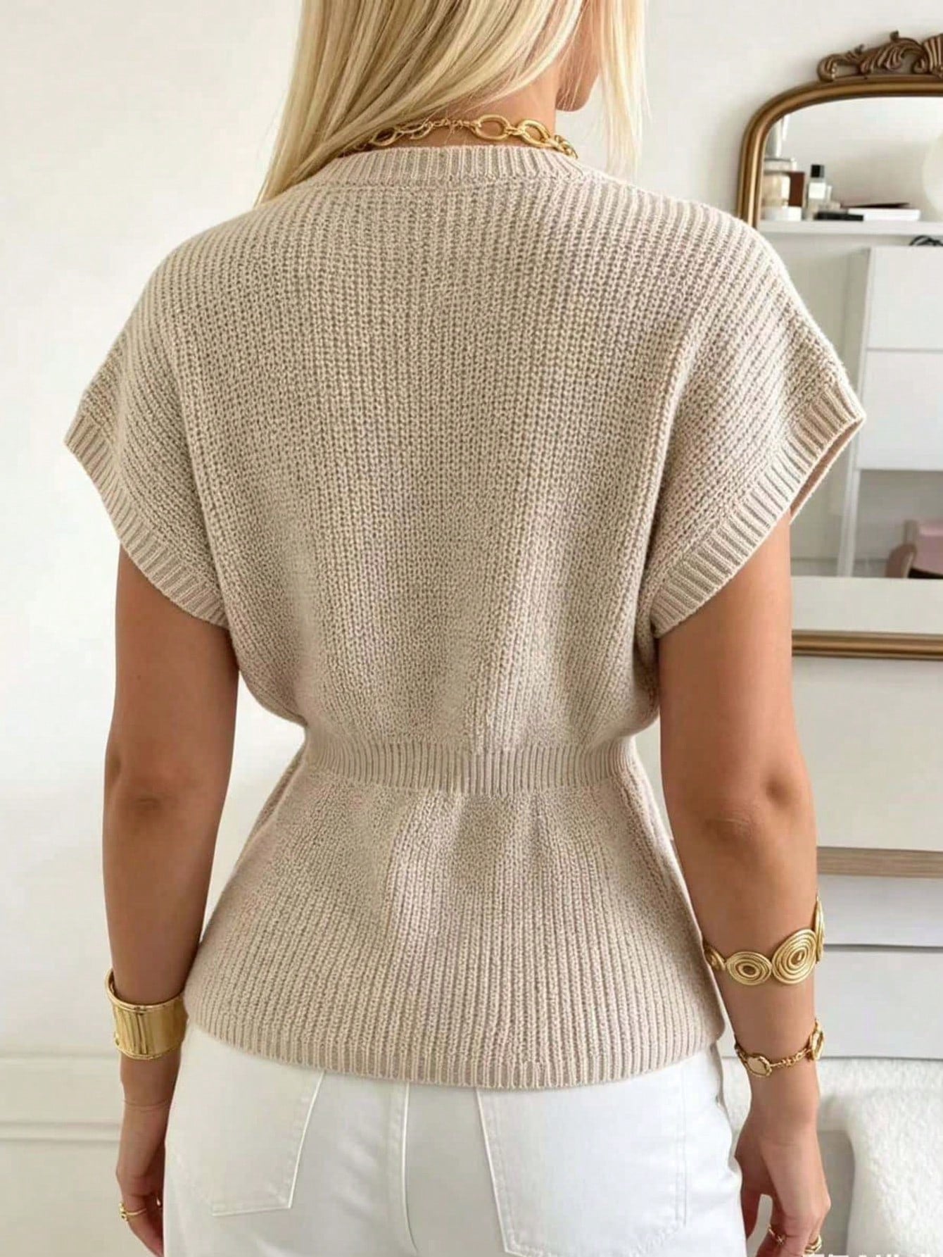 Deep Gold Button Knit Cardigan