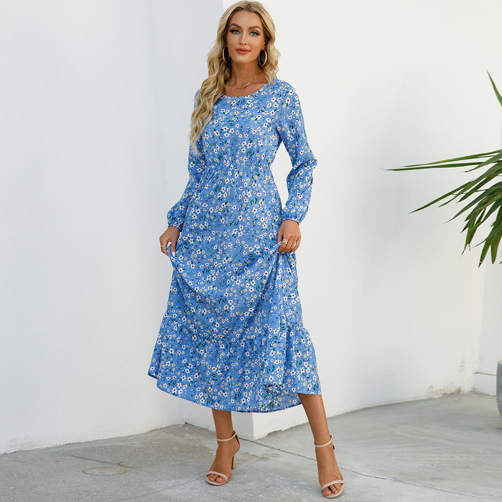 Draped Halter Ruffle Flow Maxi Dress