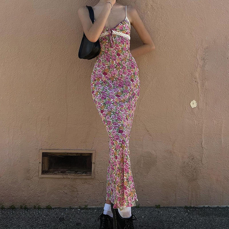 Floral Lantern Sleeve Belted Midi Dress