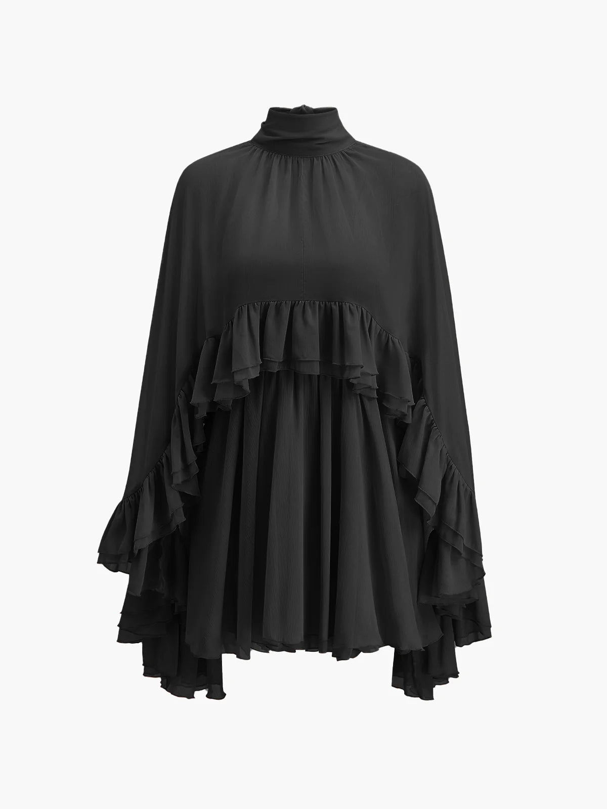 Layered Chiffon Cape Mini Dress
