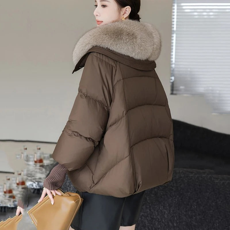 Oversized Faux Fur Collar Insulated Winter Parka Coat