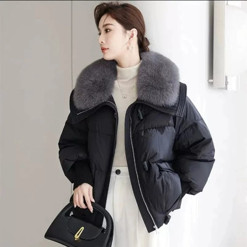 Oversized Faux Fur Collar Insulated Winter Parka Coat