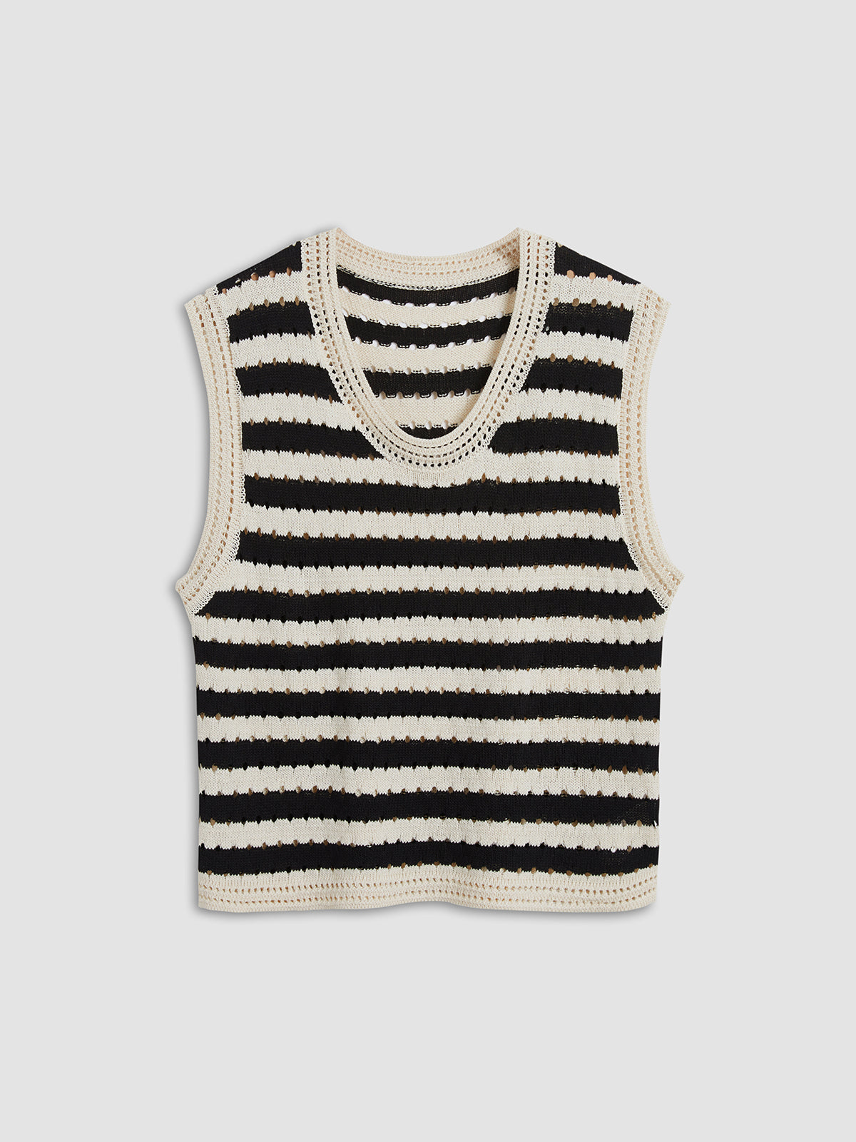 Striped Crochet Knit Vest Top