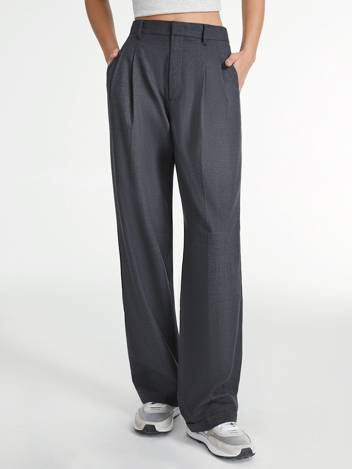Tailored High-Rise Pleated Wide-Leg Trousers