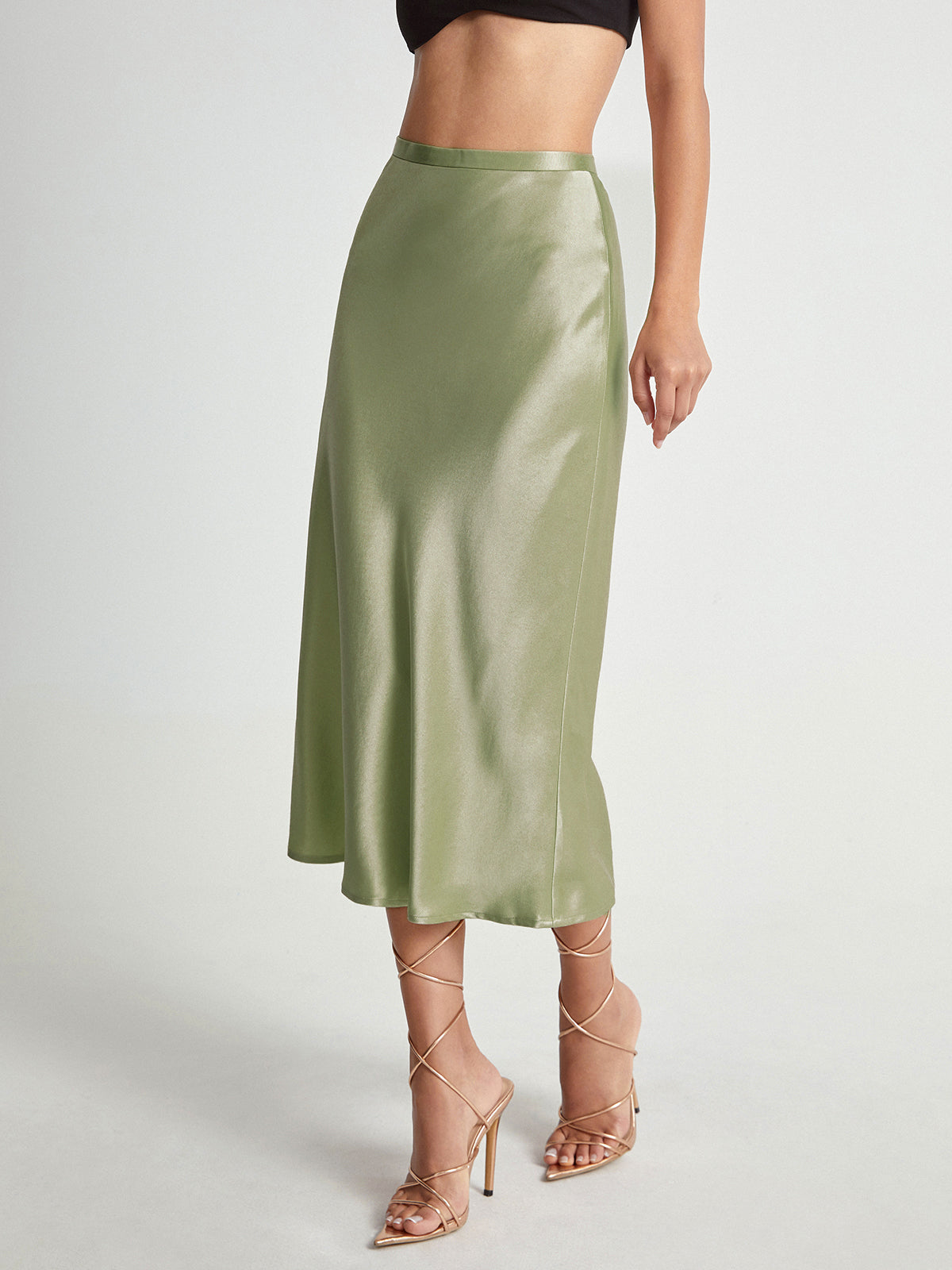 Fluid Satin Midi Skirt