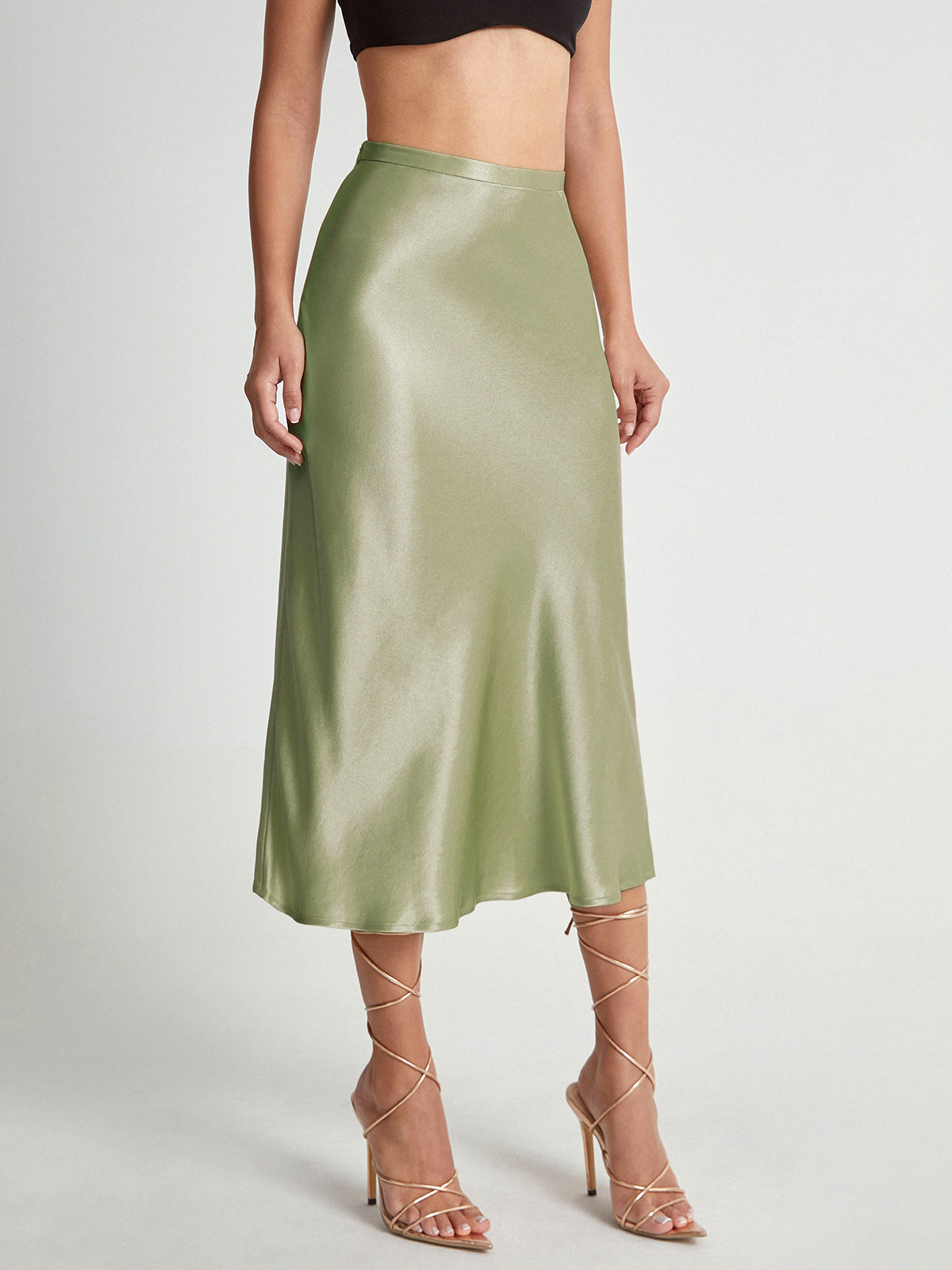 Fluid Satin Midi Skirt