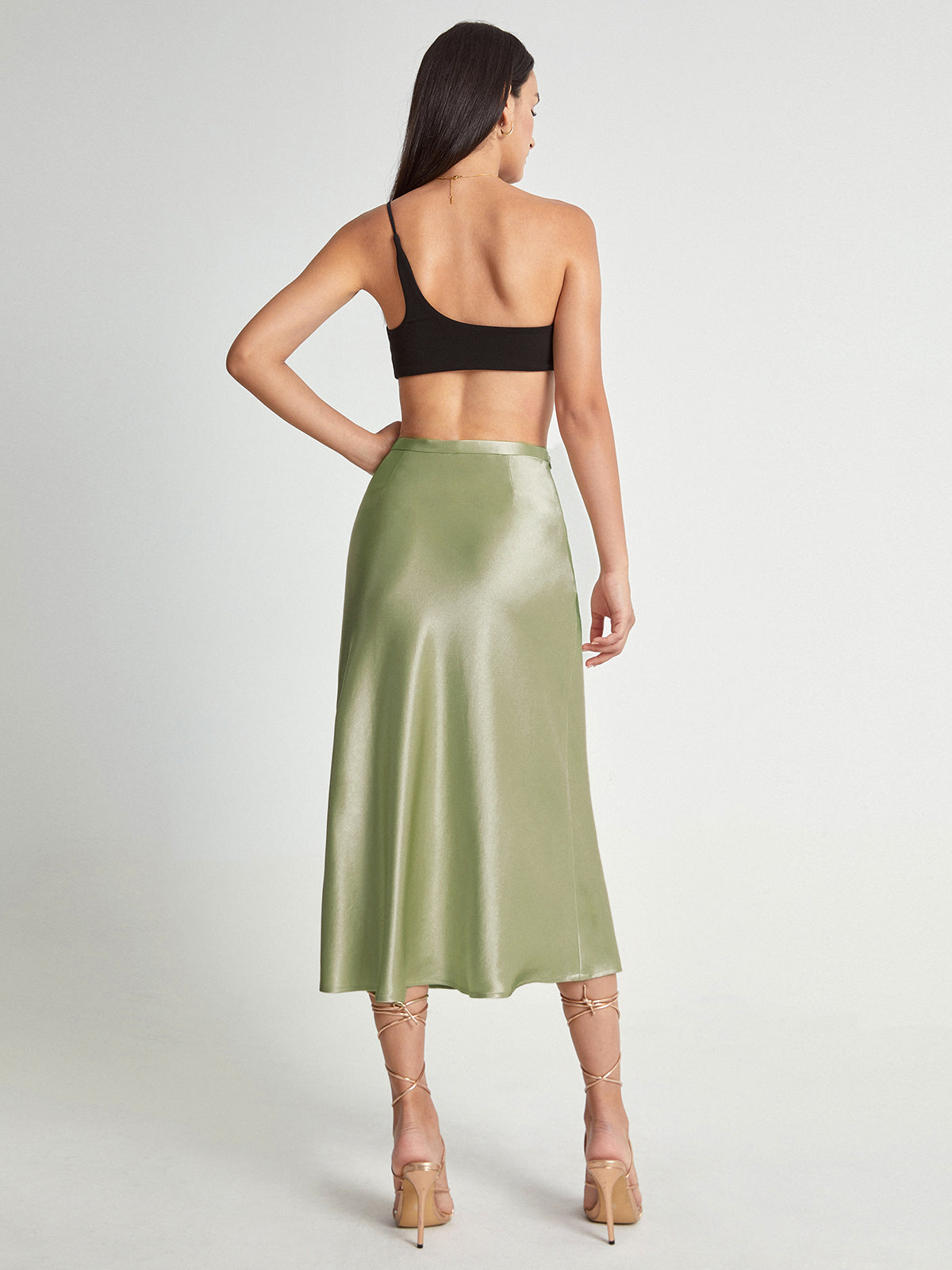 Fluid Satin Midi Skirt