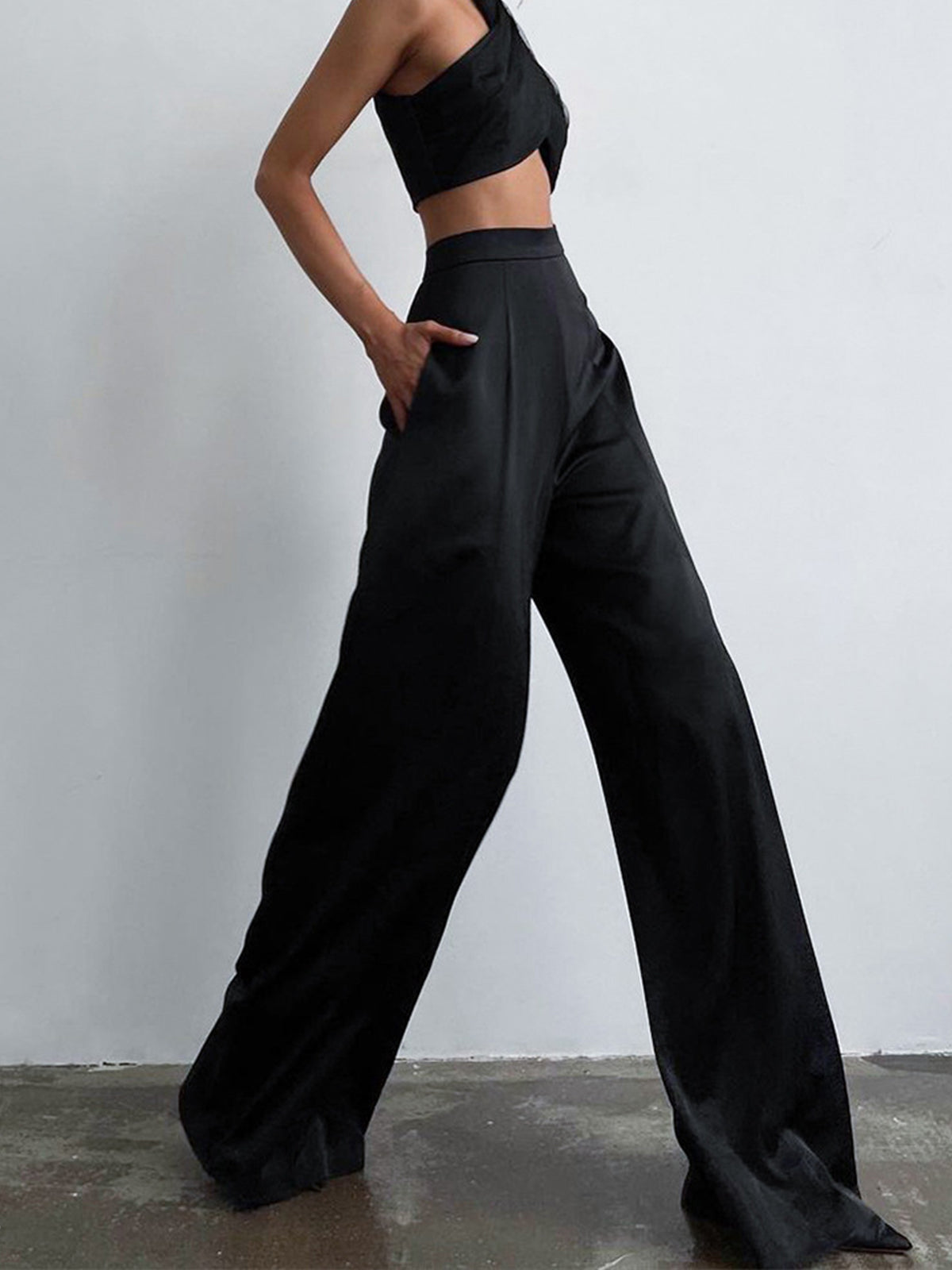 Relaxed Satin Wide-Leg Trousers
