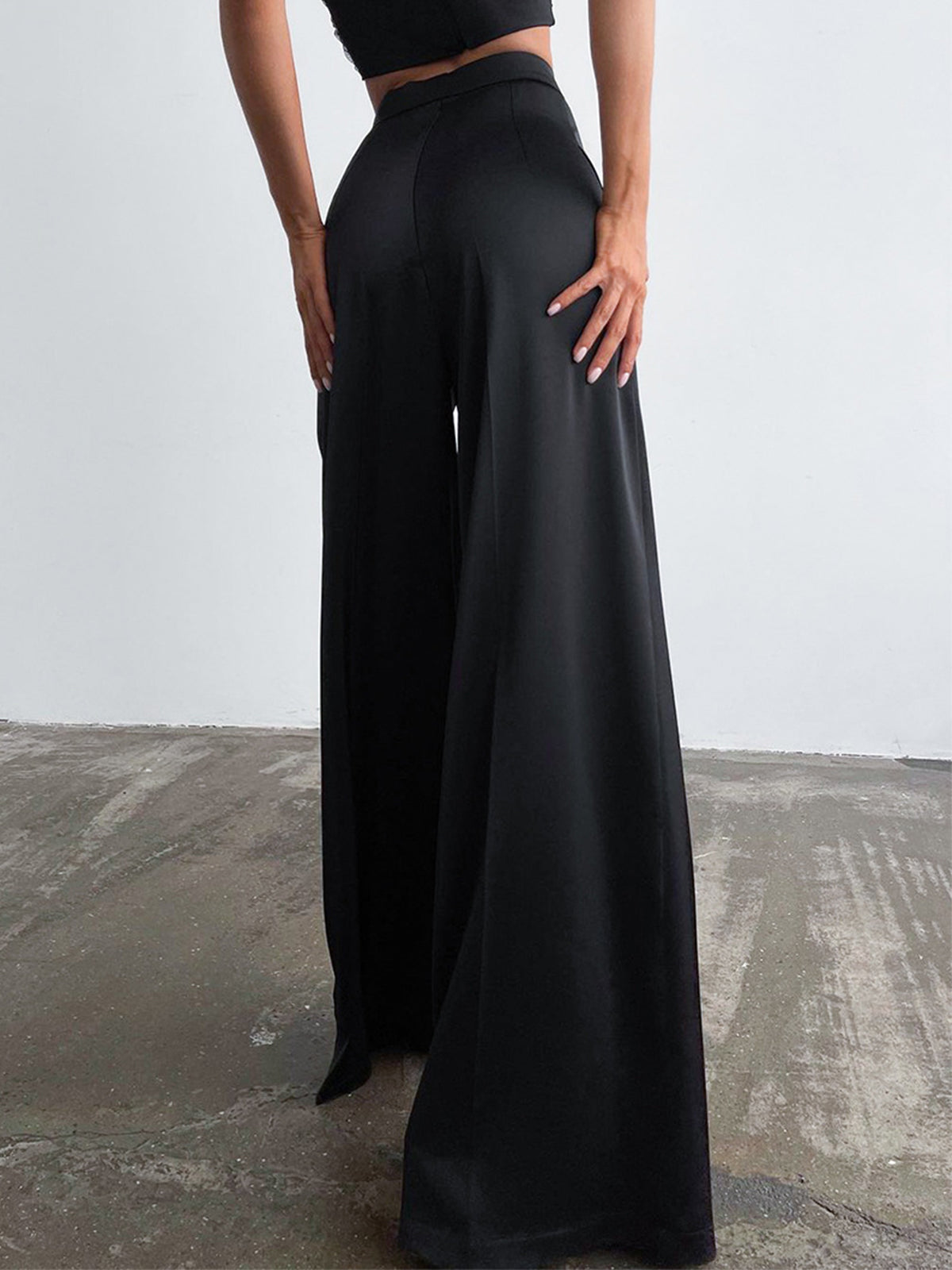 Relaxed Satin Wide-Leg Trousers