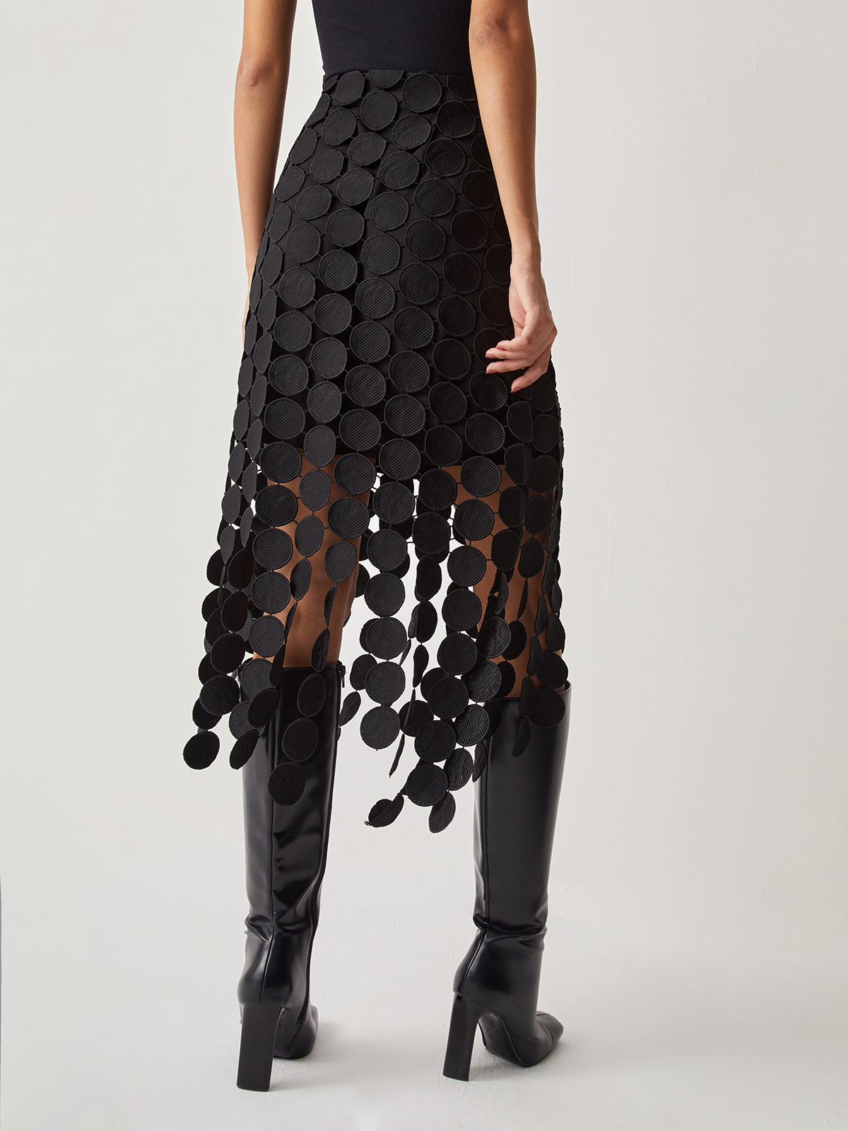 Laser Cut Layered Midi Skirt