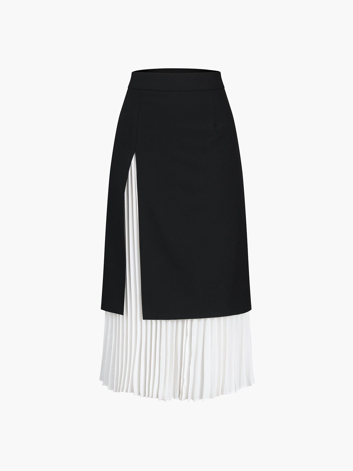 Contrast Panel Pleated Midi Skirt