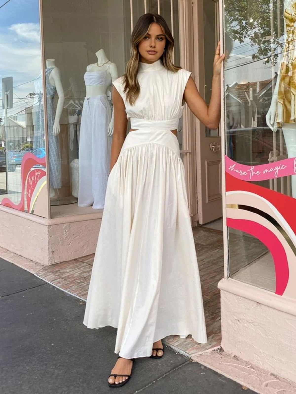 Cut-Out Mock Neck Maxi Dress