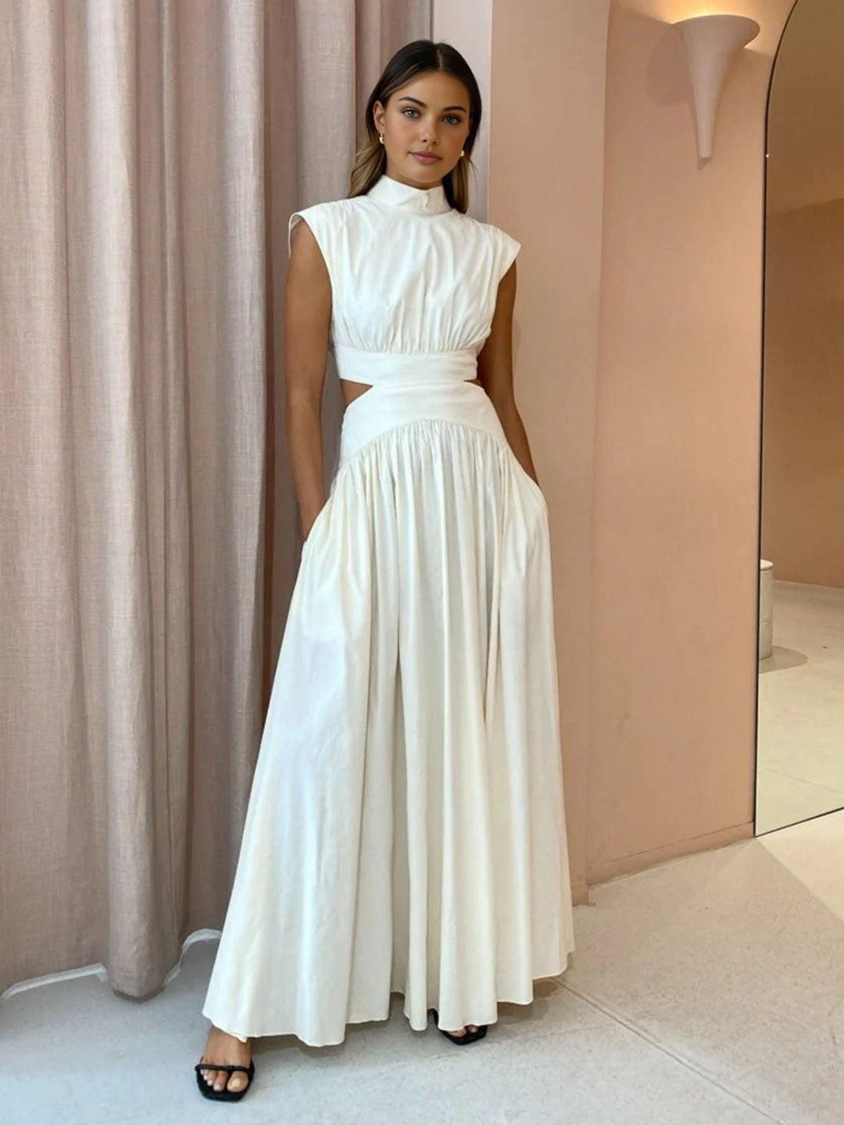 Cut-Out Mock Neck Maxi Dress