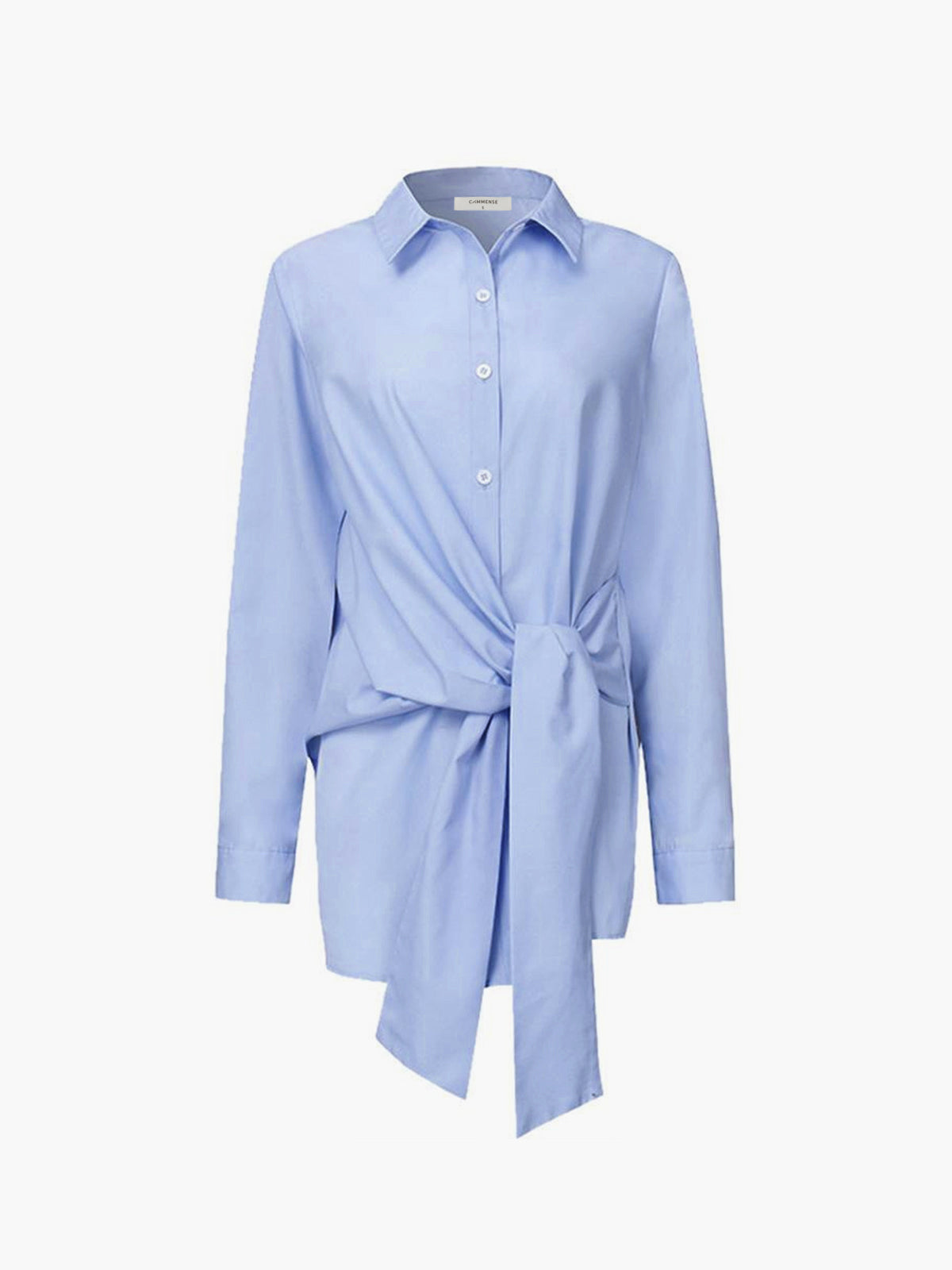 Semi-Sheer Tie Front Longline Shirt