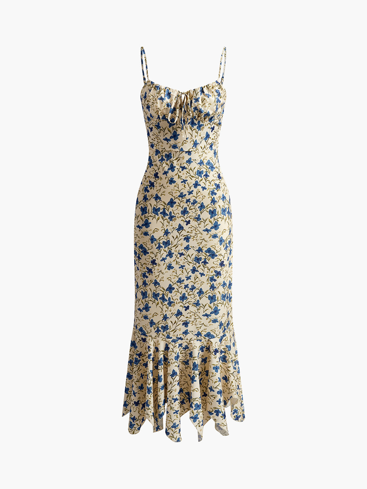 Floral Knot Detail Asymmetrical Maxi Dress